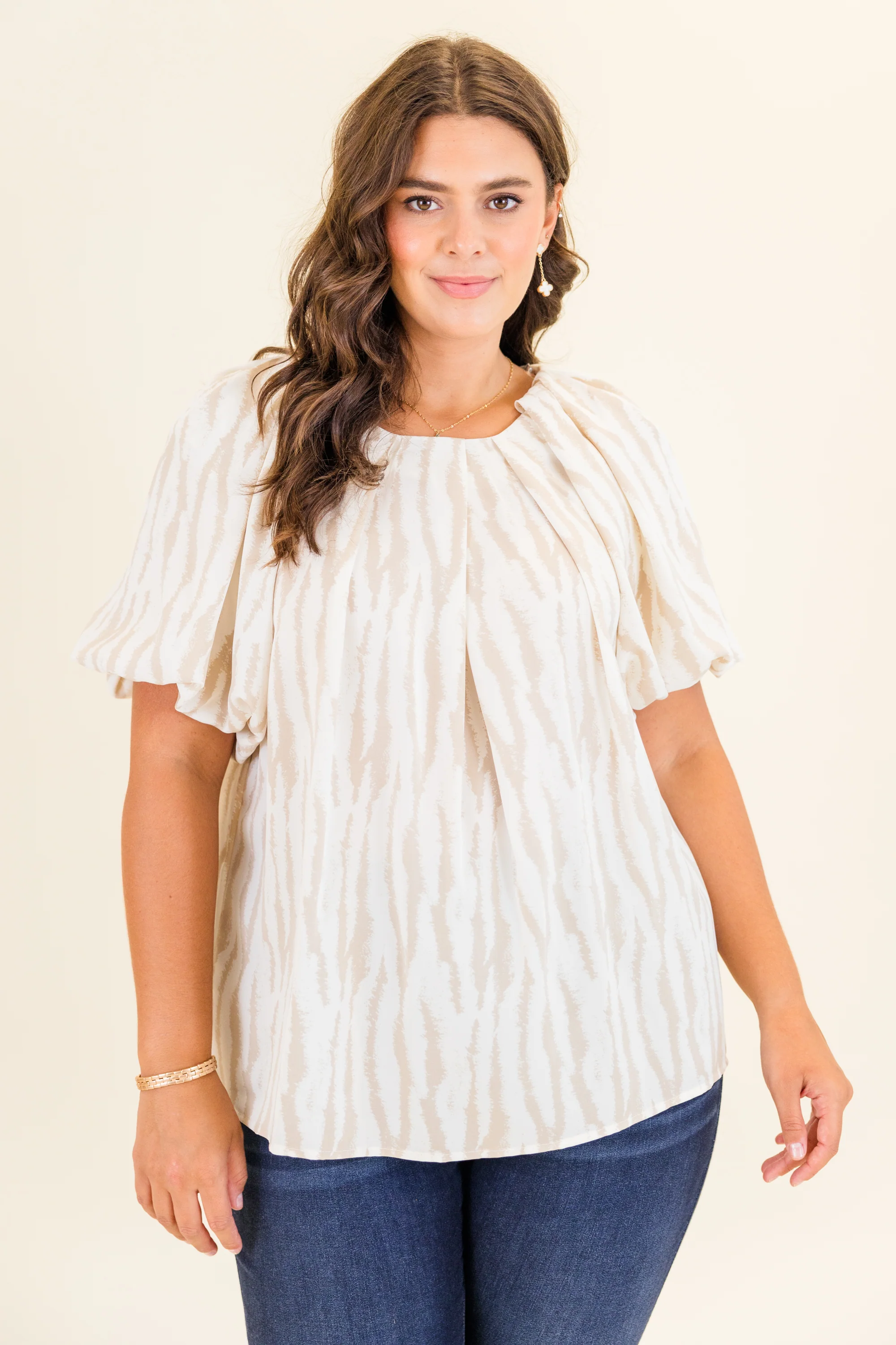 Misty Breeze Top, Taupe - Weilaico