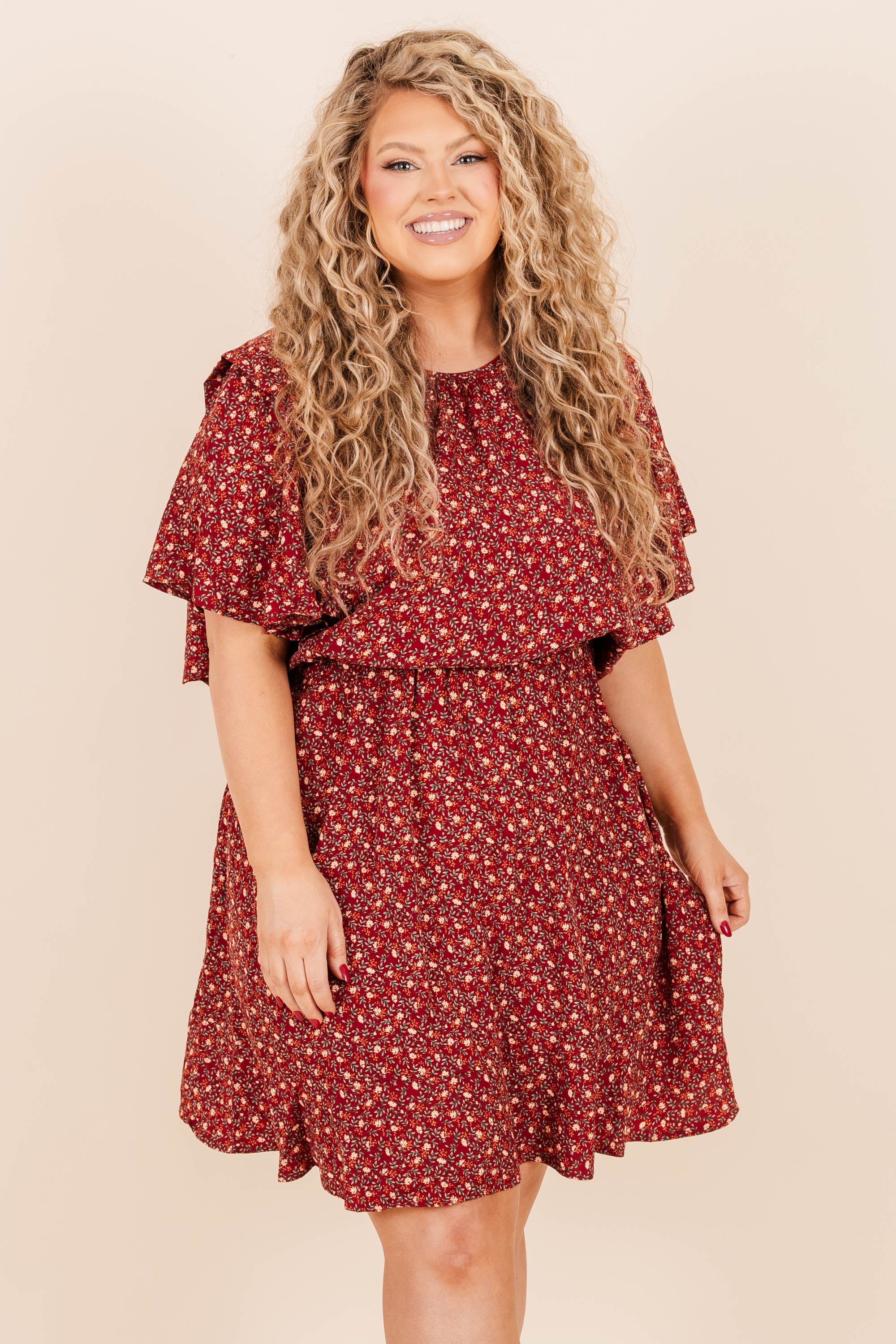 Bask In Every Moment Dress, Burgundy - Weilaico