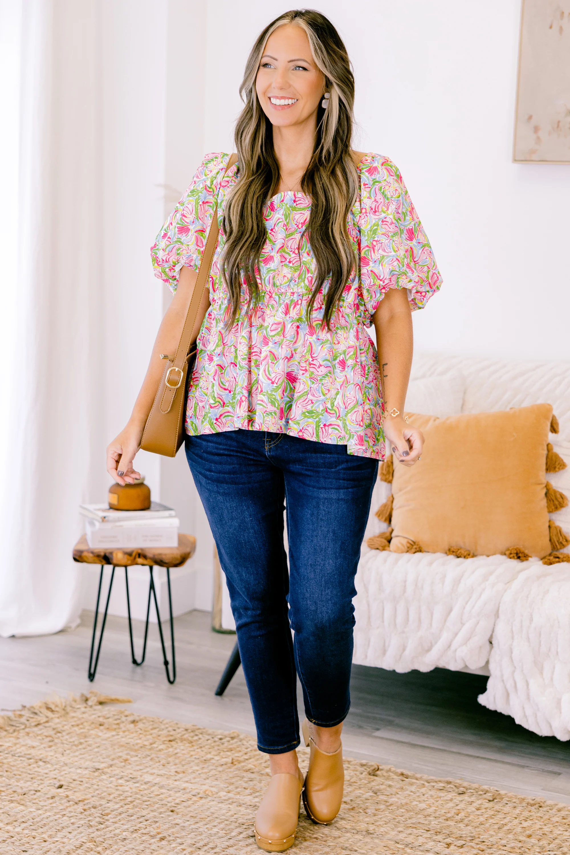 Spring Romance Top, Pink Abstract - Weilaico