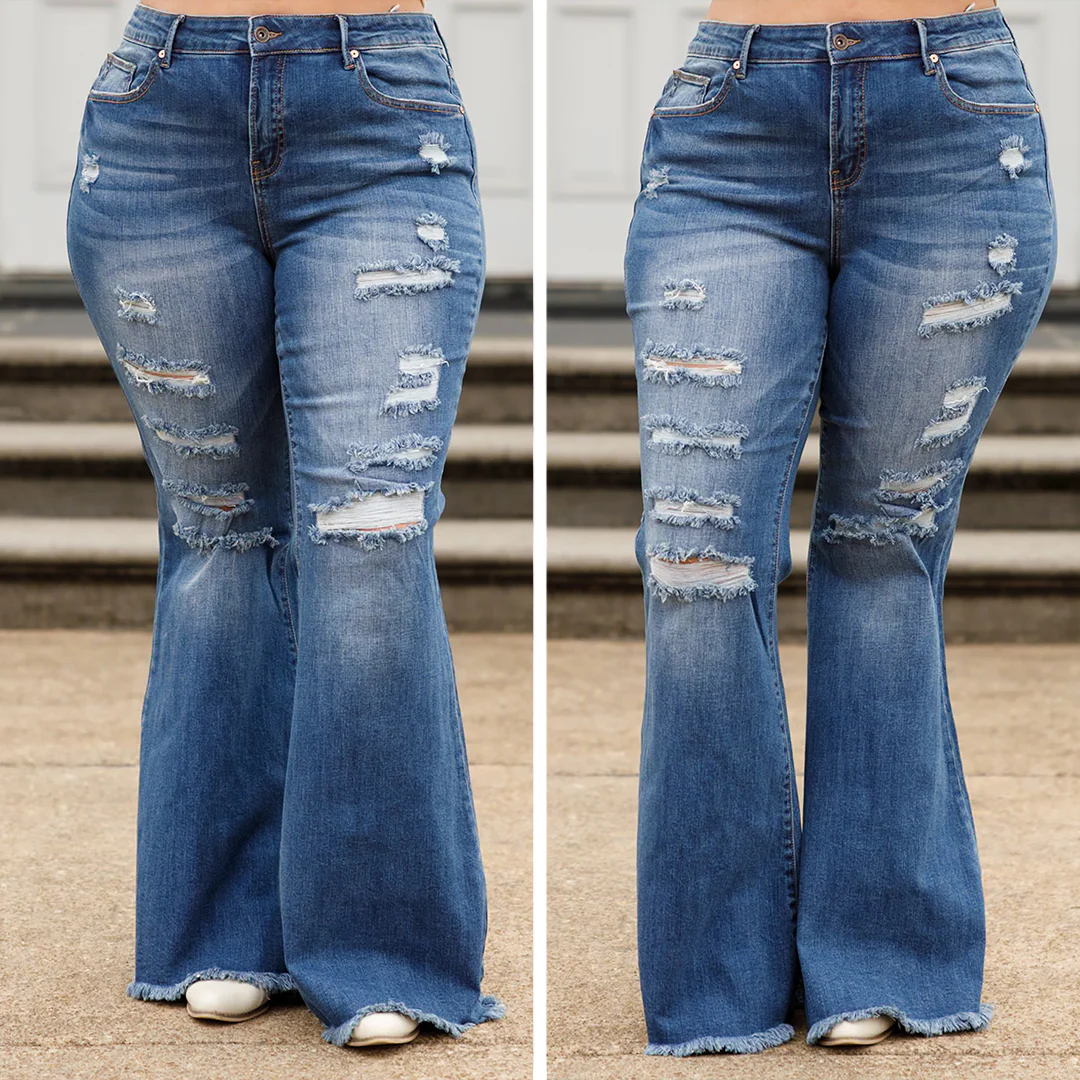 The Time Is Now Boot Cut Jeans, Dark Wash - Weilaico