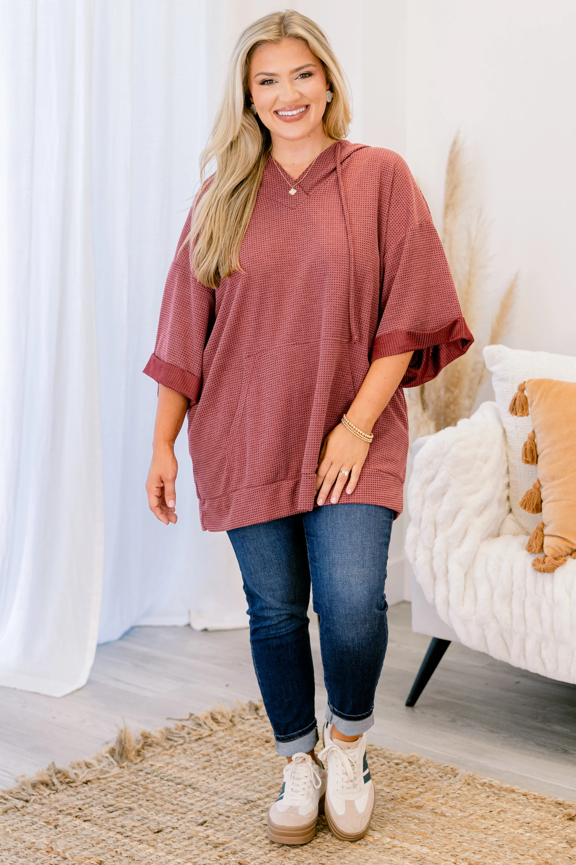 Fresh Outside Air Top, Wine - Weilaico