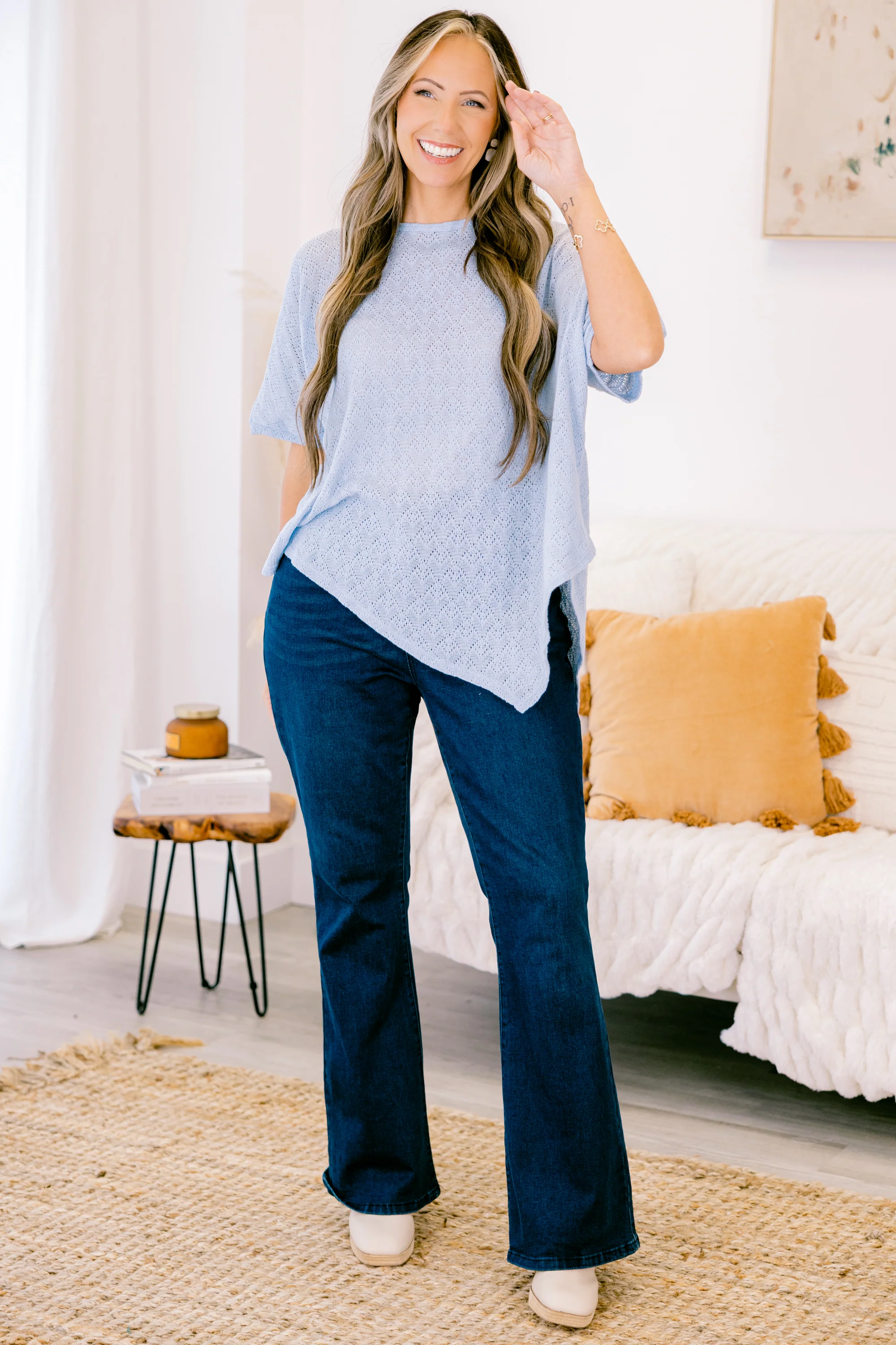 Listen To The Songs Top, Light Blue - Weilaico