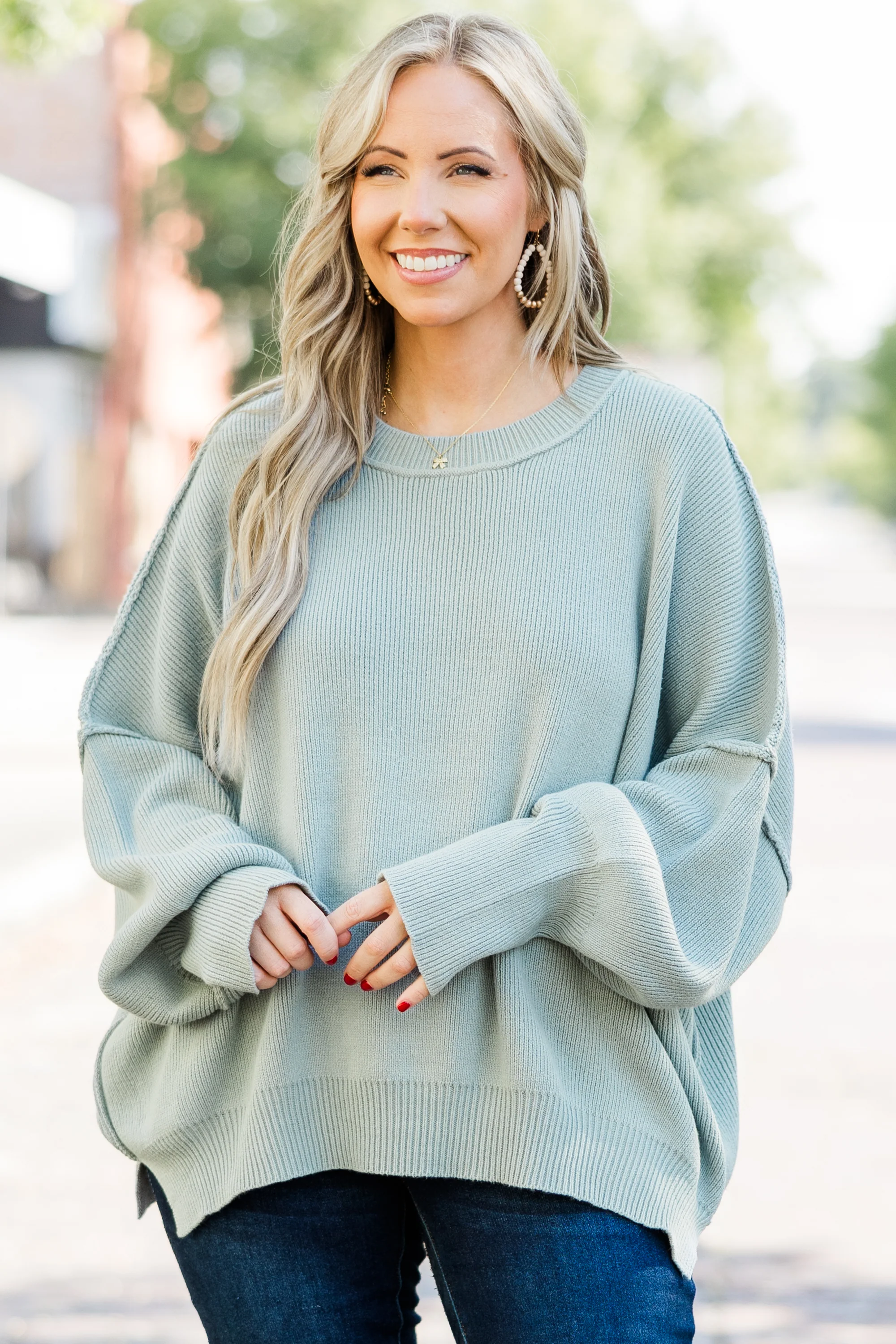 Magically Perfect Sweater, Sage - Weilaico