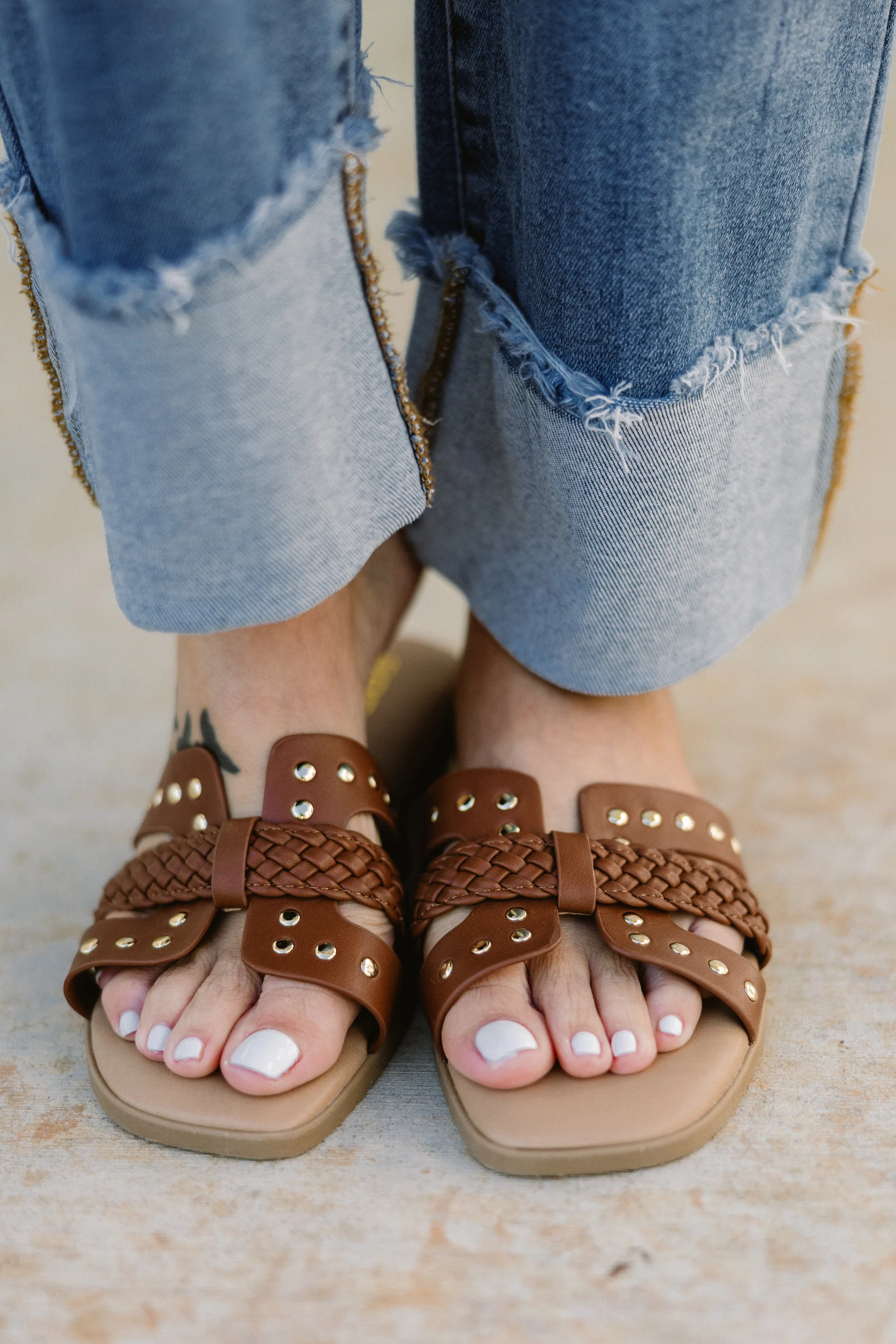 Against All The Odds Sandals, Cognac - Weilaico