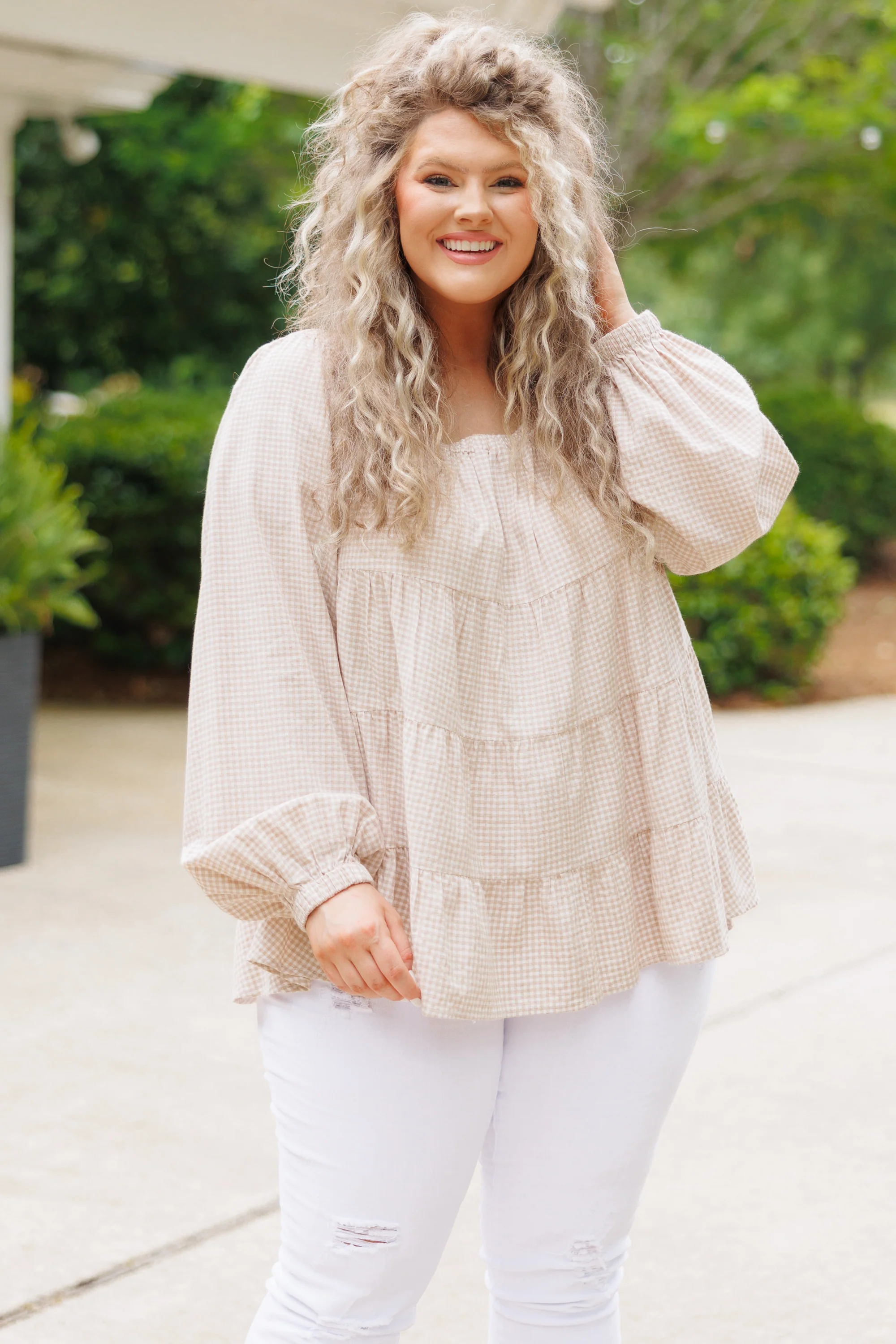 Shape Of Us Top, Taupe - Weilaico