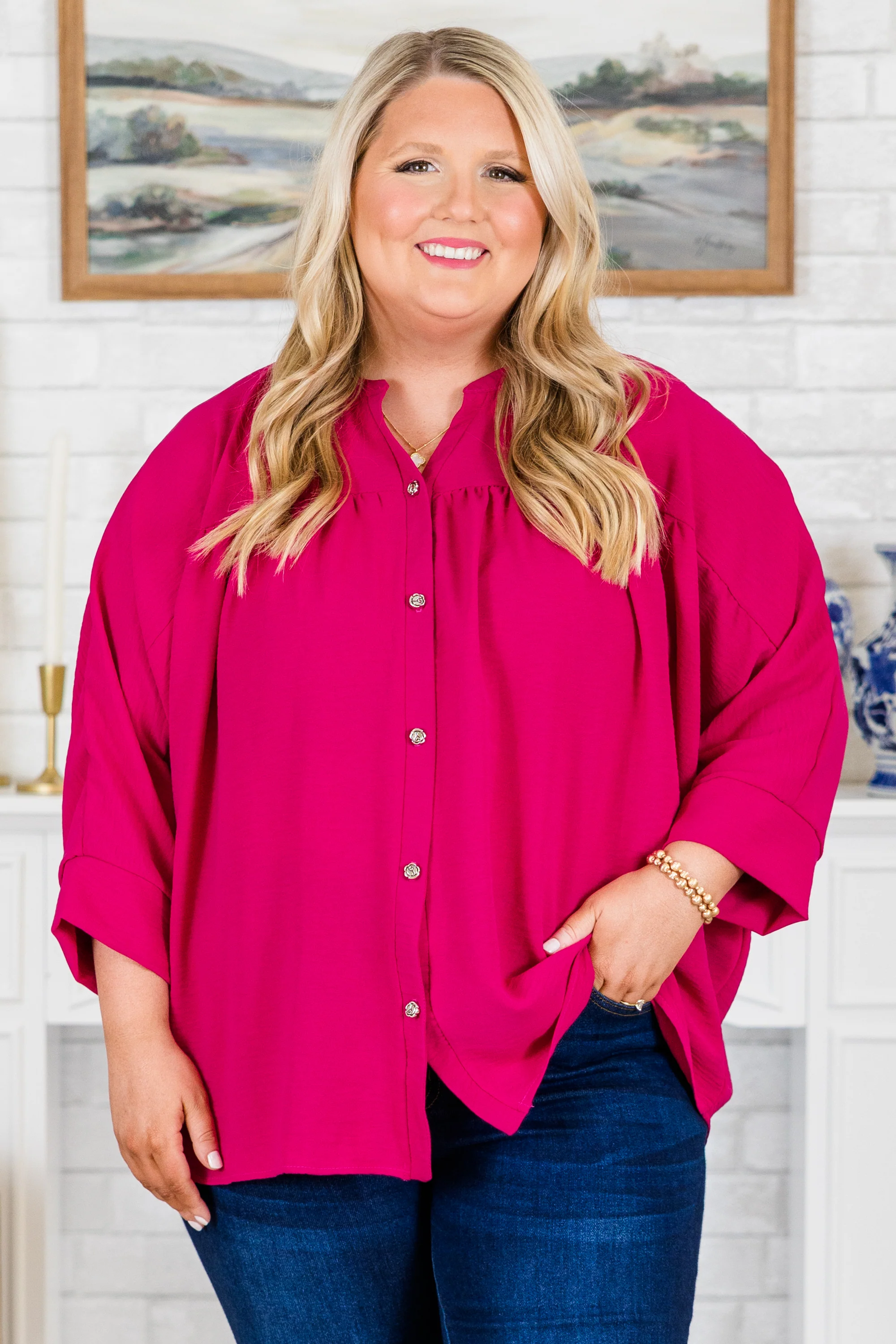 Fond Reflections Top, Pink - Weilaico