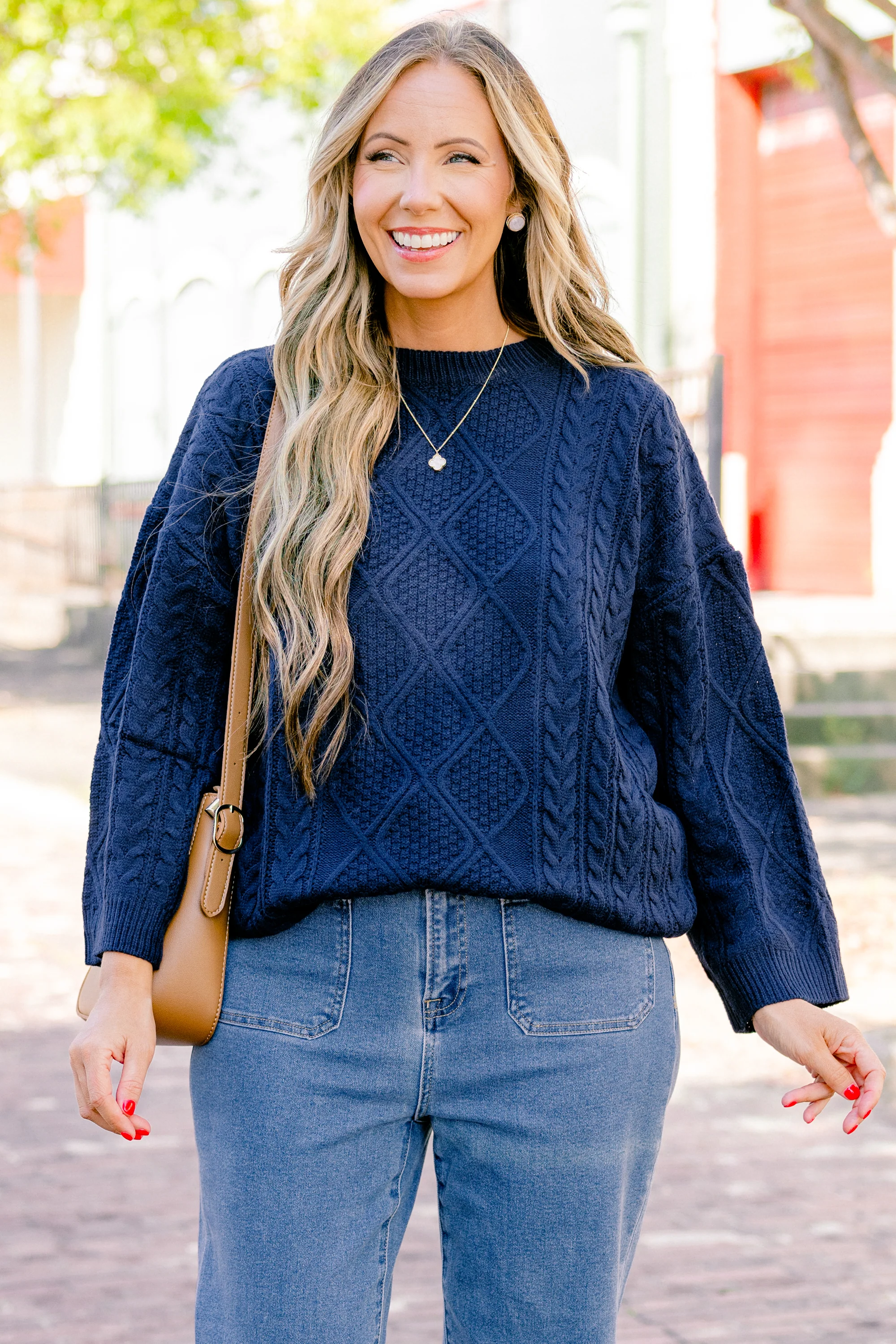 Crossing Channels Sweater, Navy - Weilaico