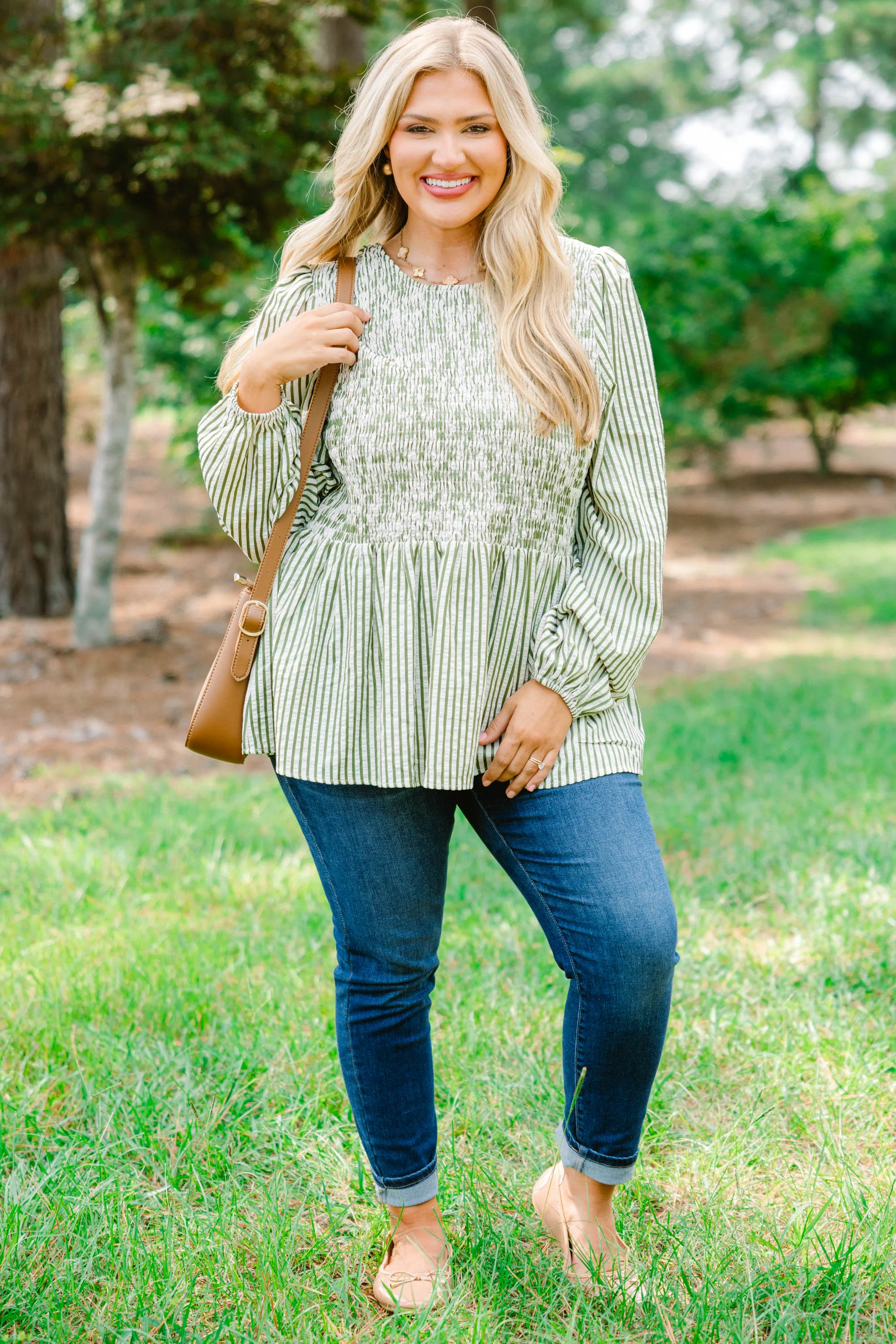 Wallflower Kisses Top, Green Stripe - Weilaico
