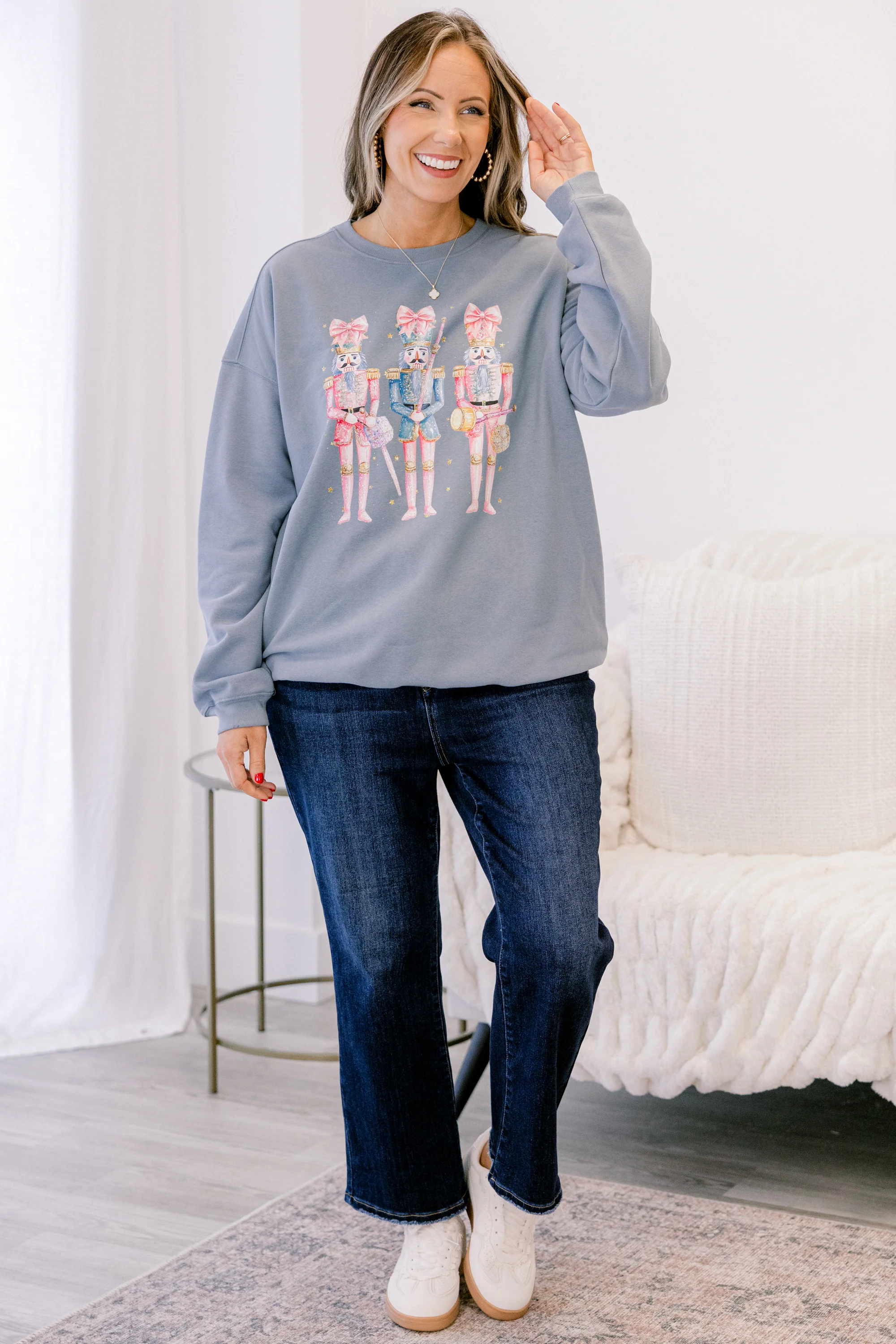 Nutcracker Christmas Pullover, Denim - Weilaico