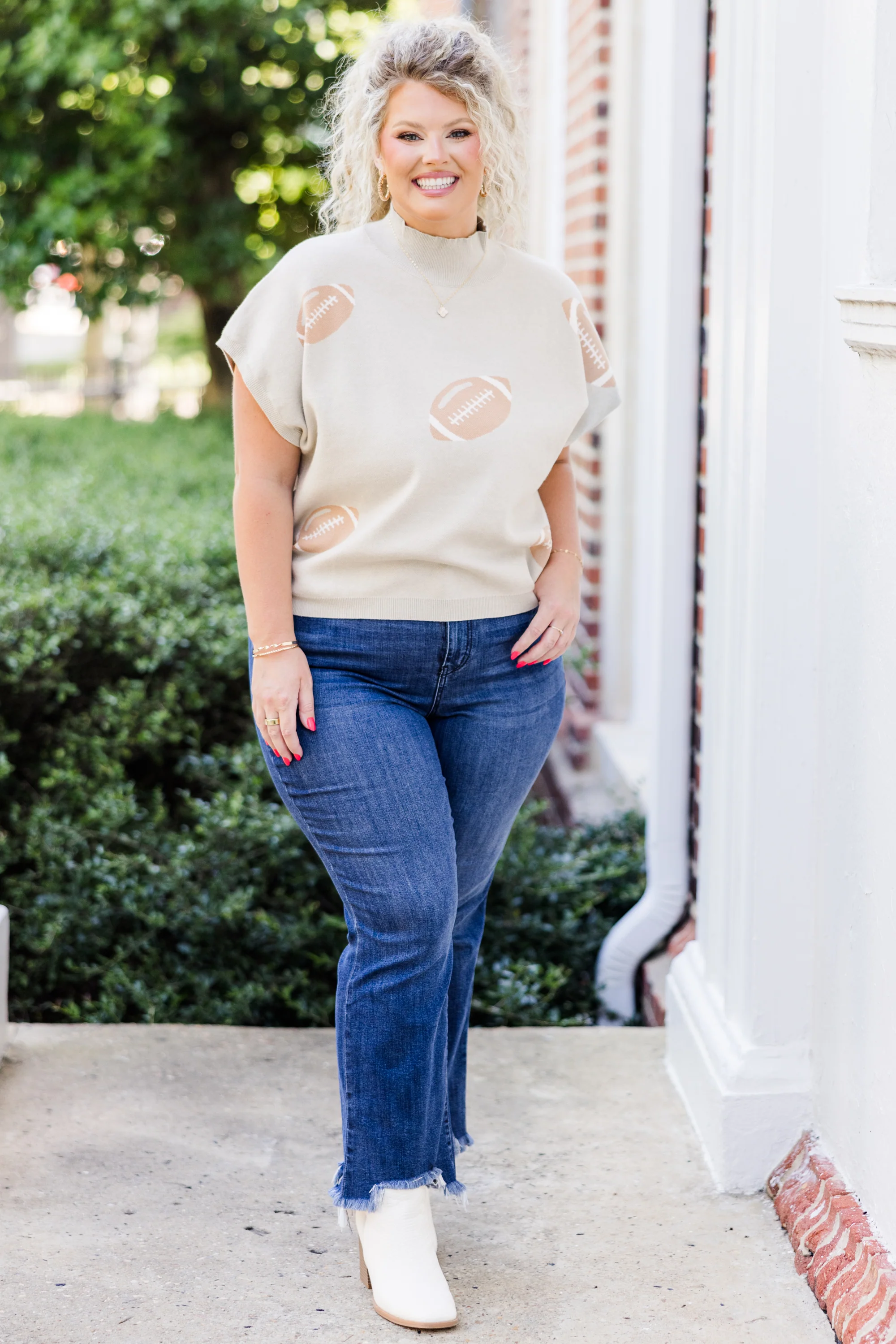 Football Mama Sweater, Oatmeal - Weilaico