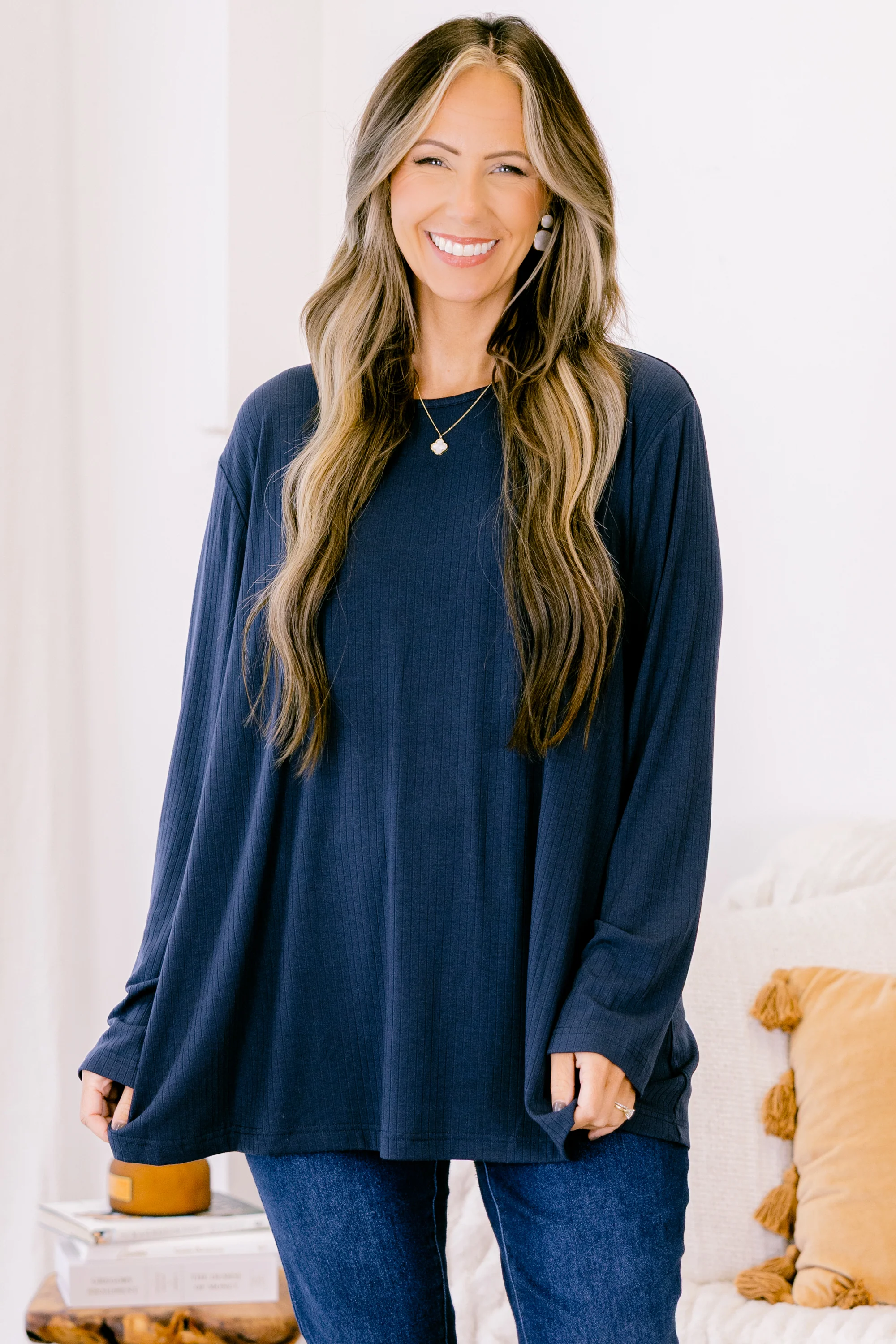 One More Chapter Top, Navy - Weilaico