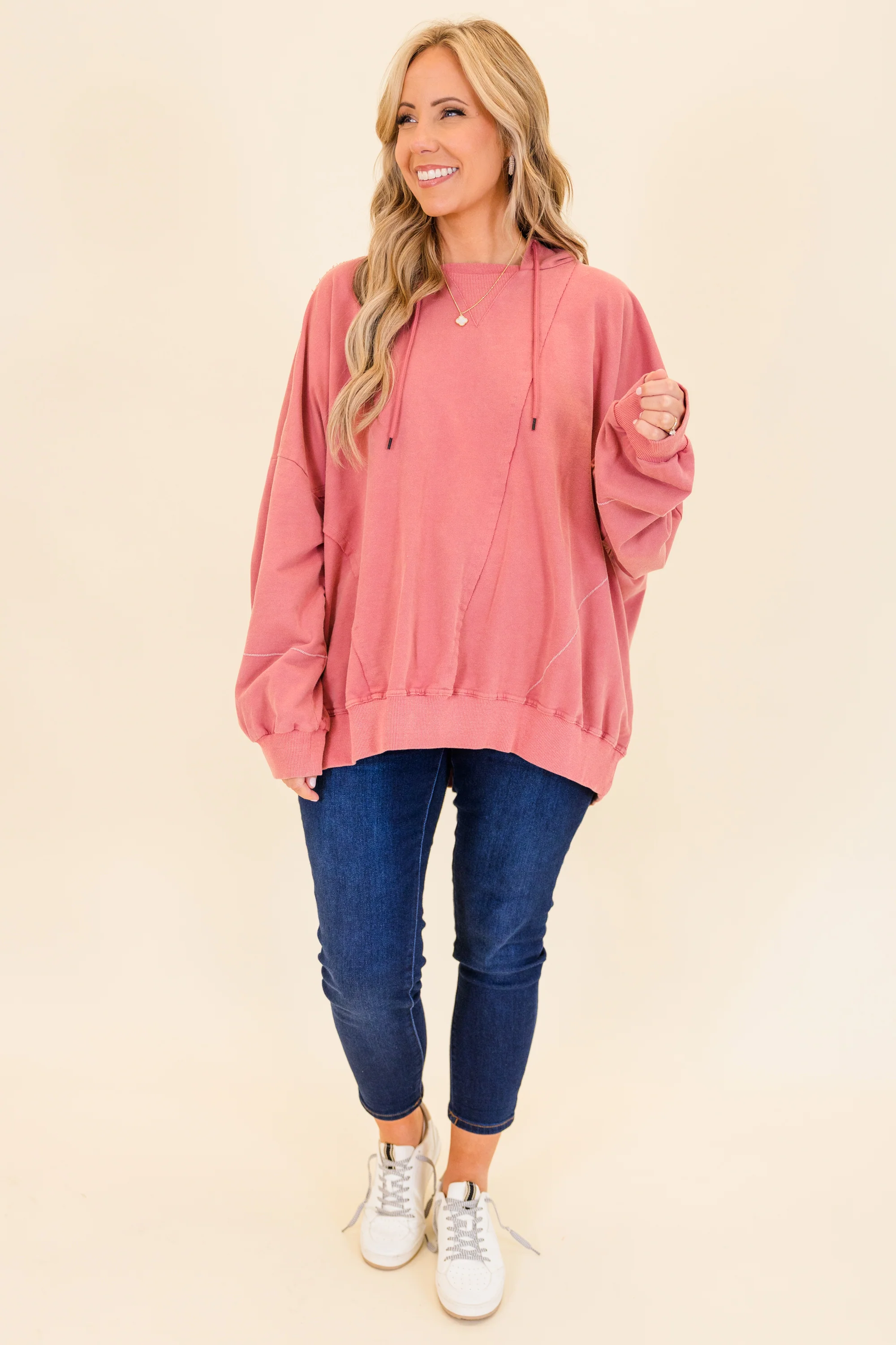 Happy Days Ahead Hoodie, Pink - Weilaico