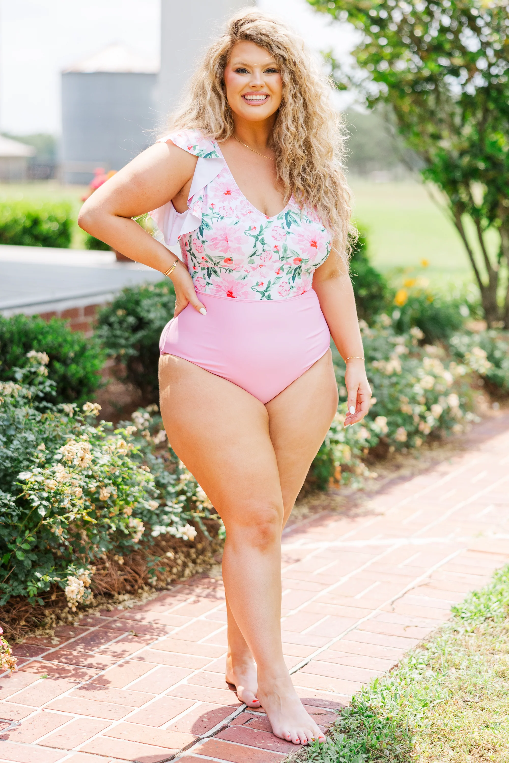 Spending My PTO Swimsuit, Pink Floral - Weilaico