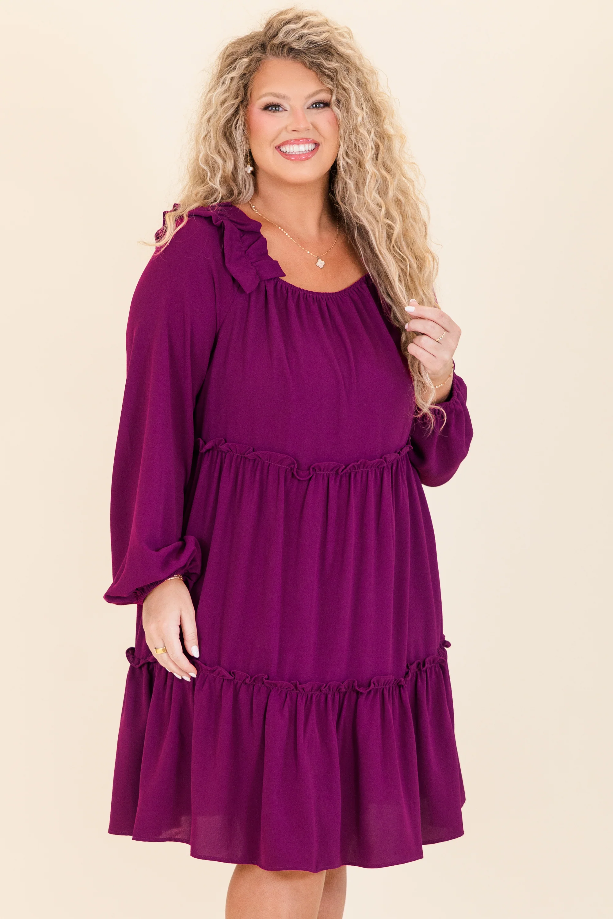 Moving Onward Dress, Plum - Weilaico