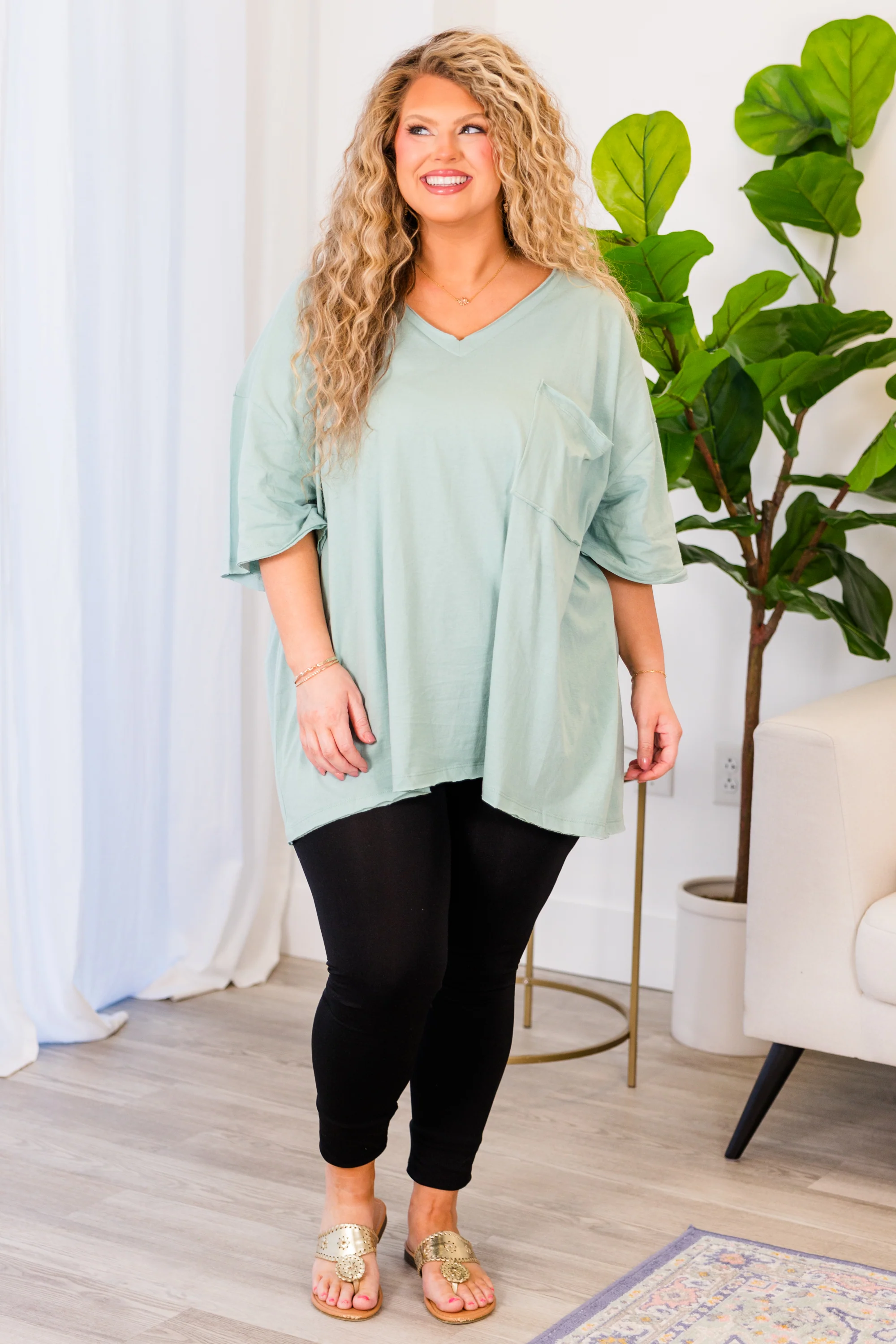 Dancing In The Mirror Top, Light Green - Weilaico