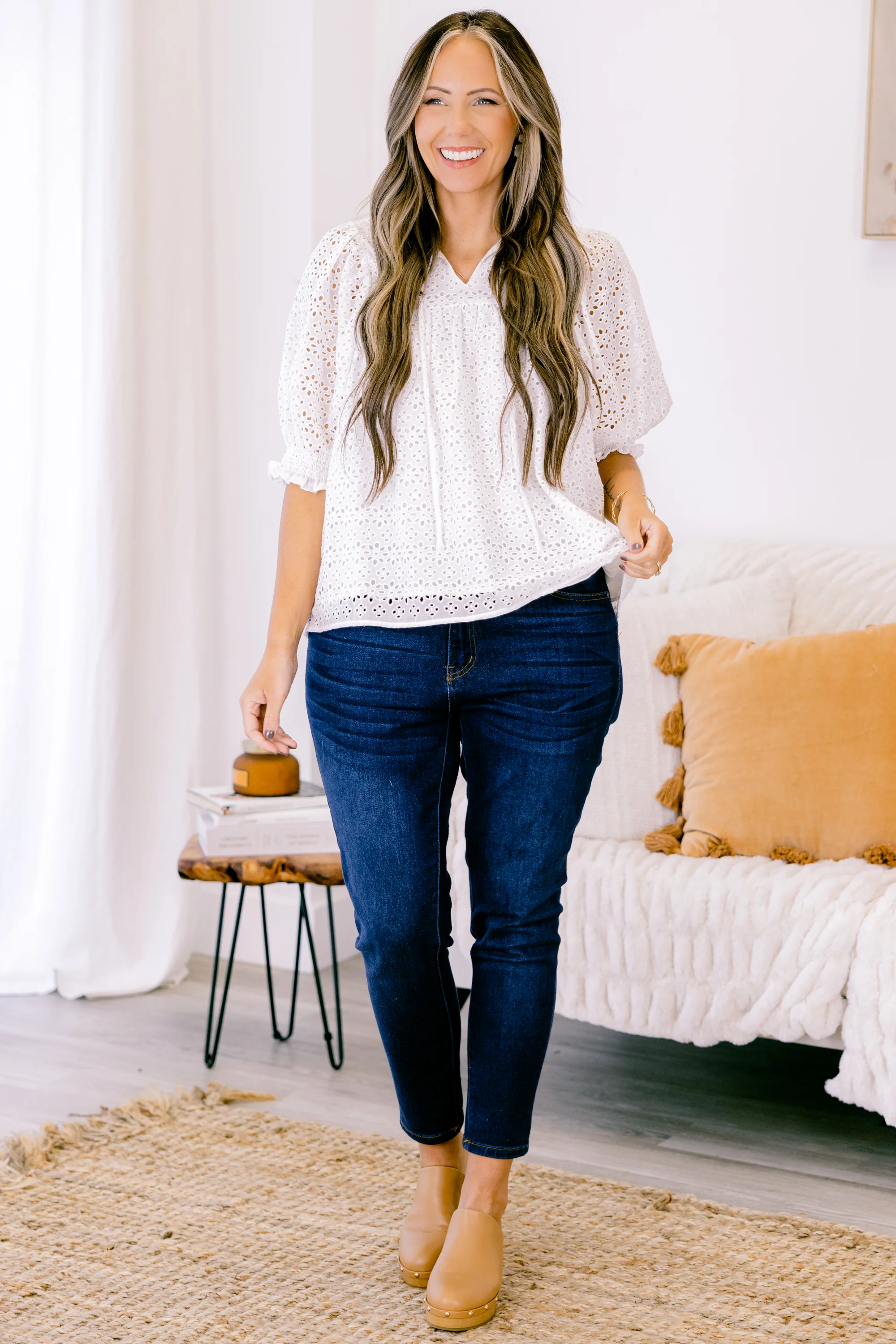 Graceful In Lace Top, White - Weilaico