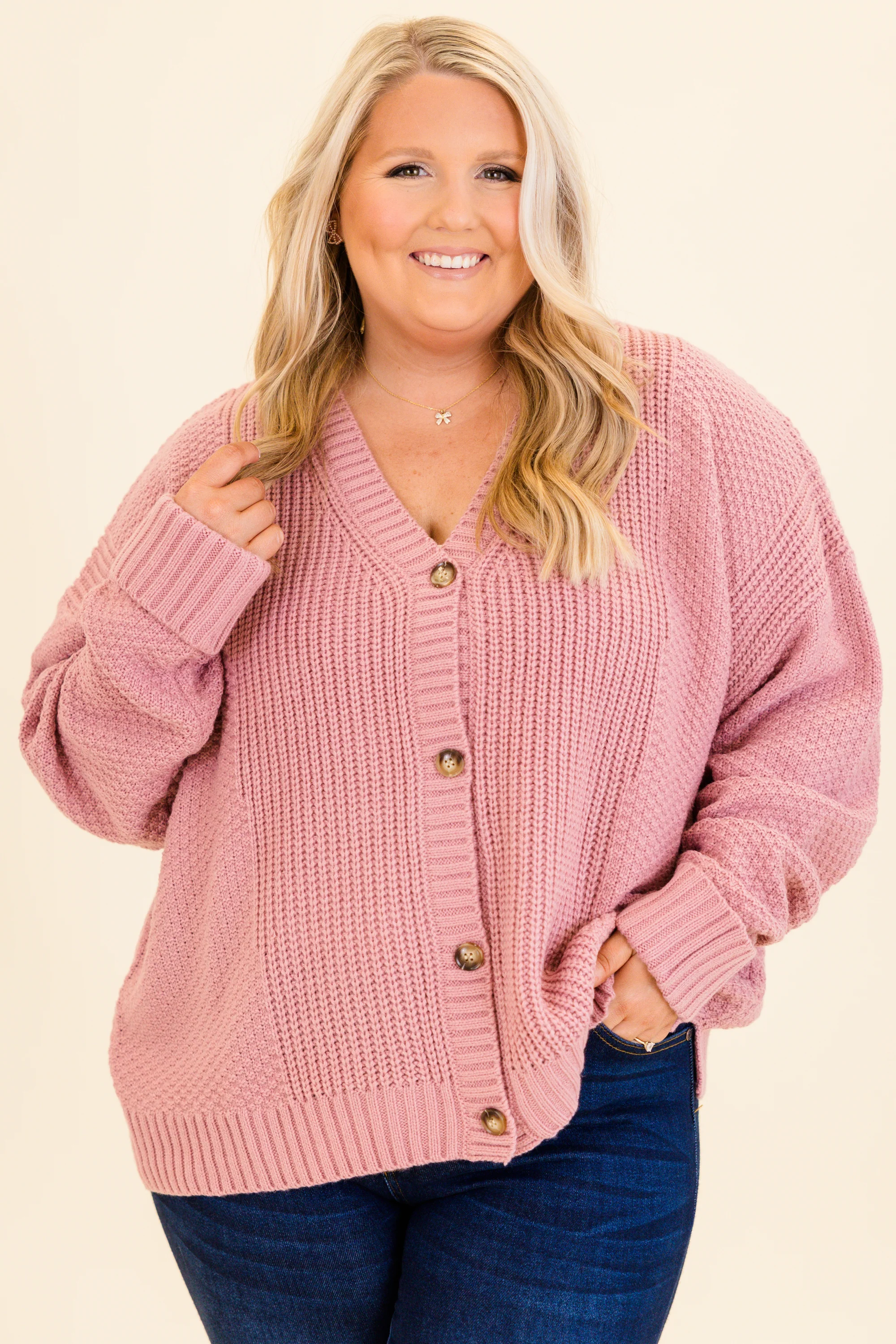 Crisp Evenings Cardigan, Mauve - Weilaico