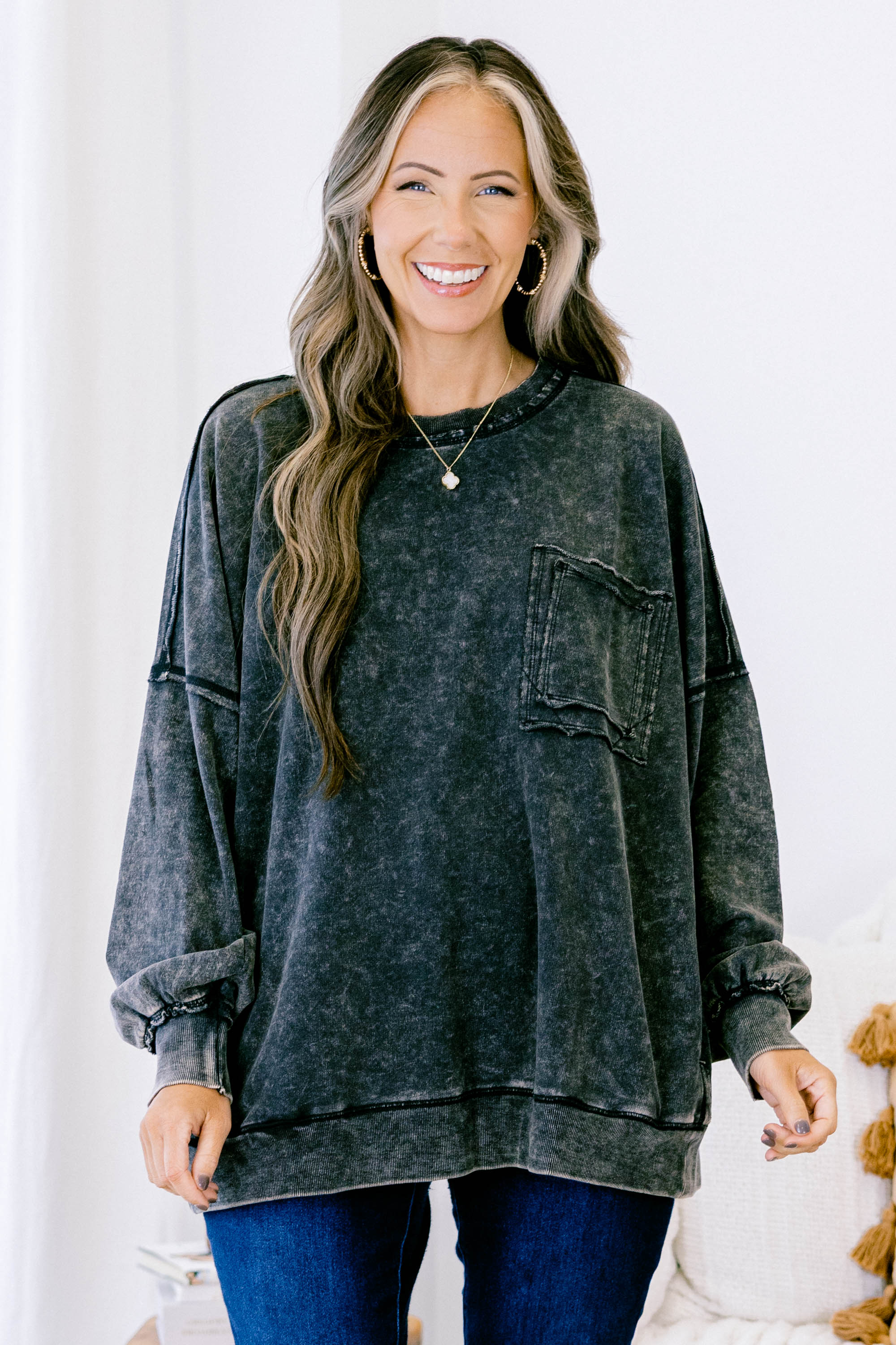 Staying Positive Top, Ash Black - Weilaico