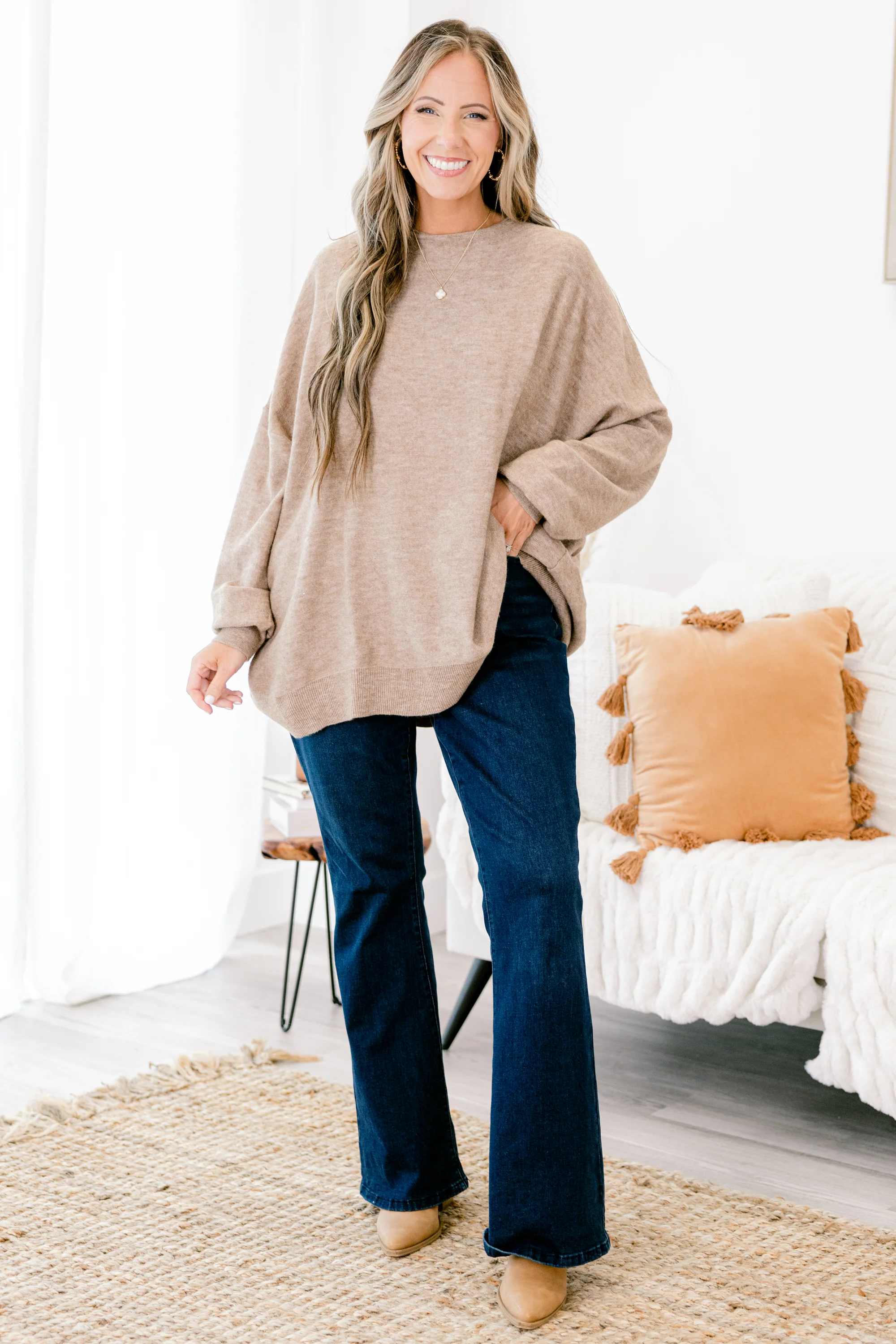 On My Own Sweater, Oatmeal - Weilaico