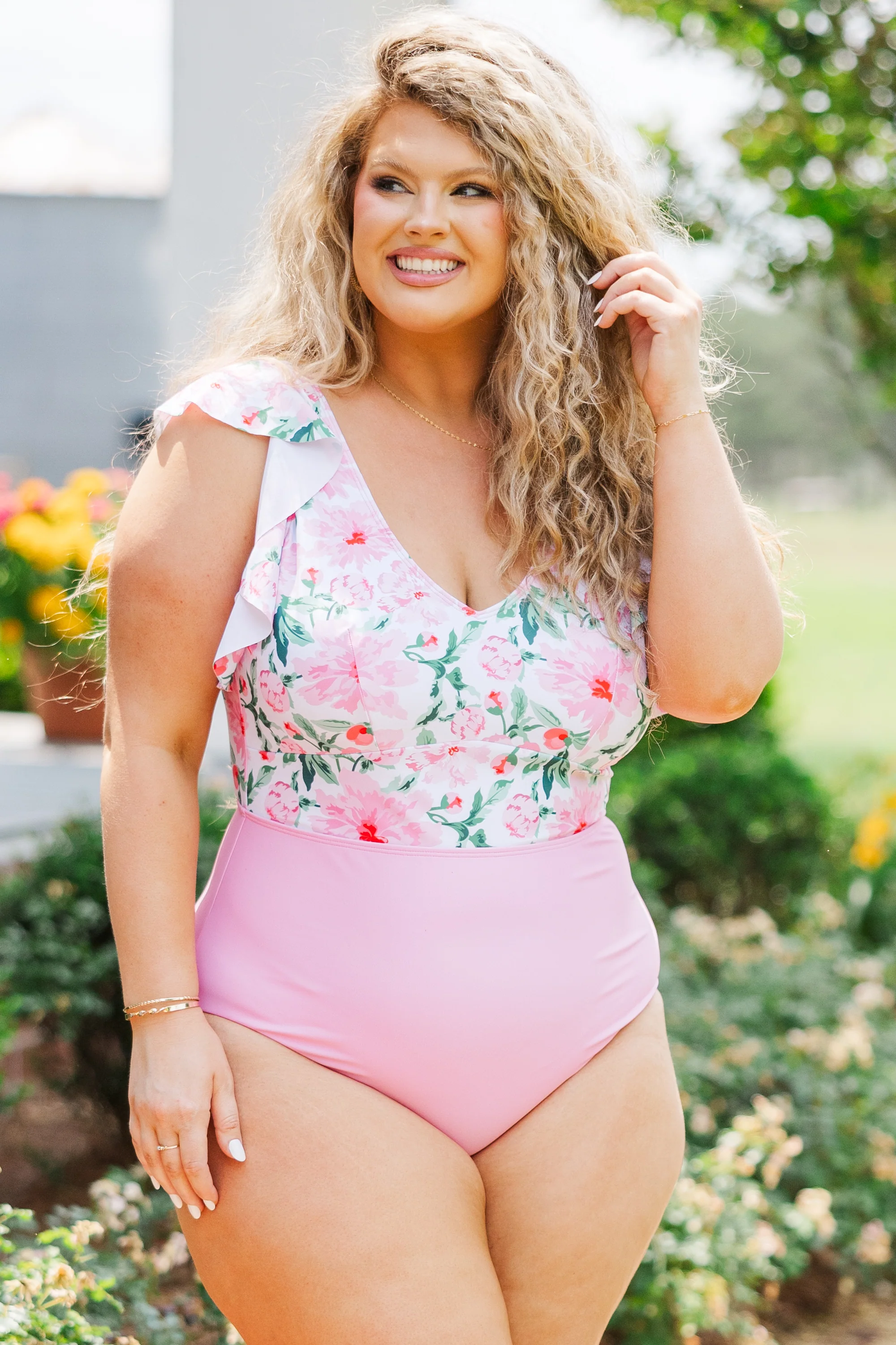 Spending My PTO Swimsuit, Pink Floral - Weilaico