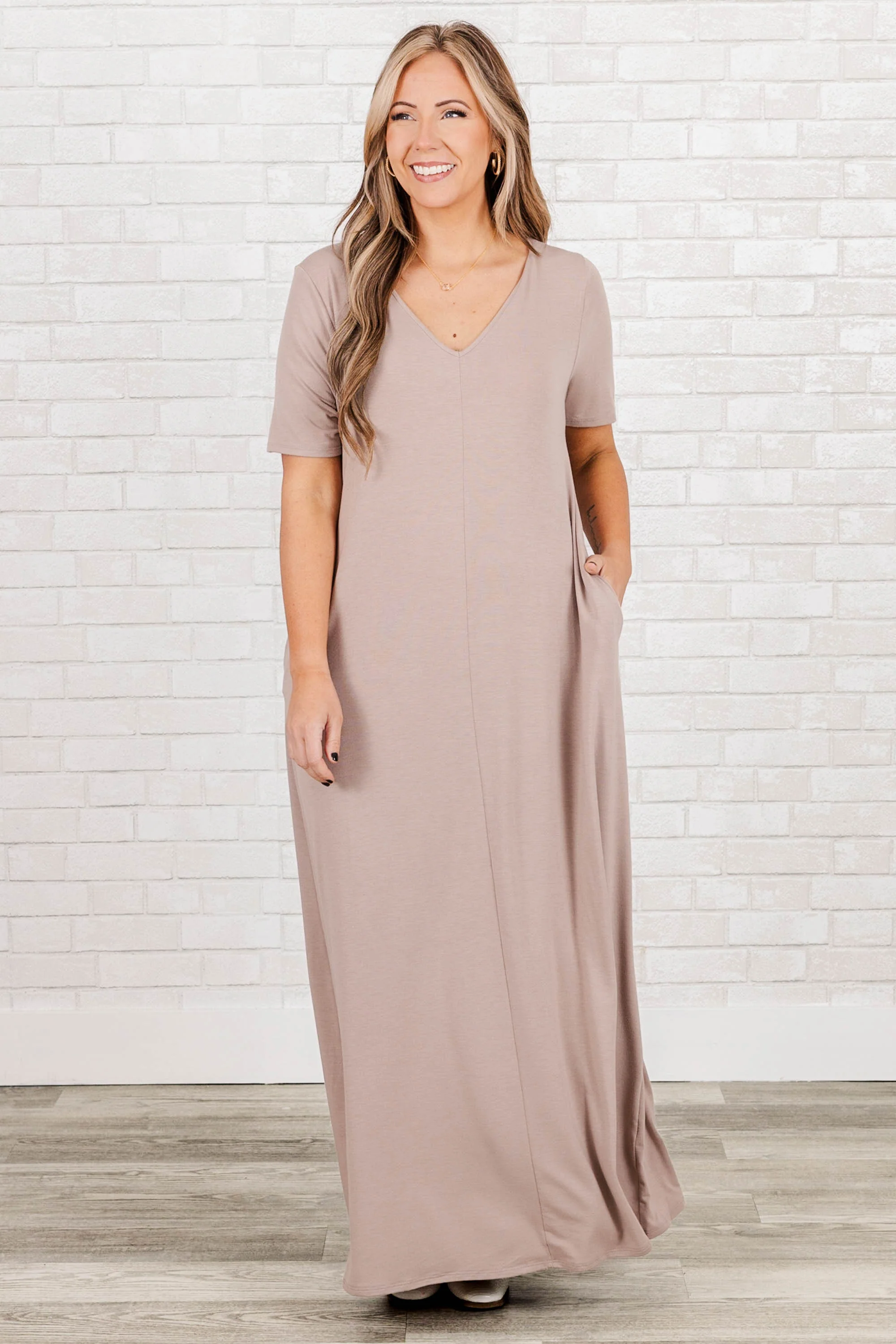 Makin' Waves Maxi Dress, Ash Mocha - Weilaico
