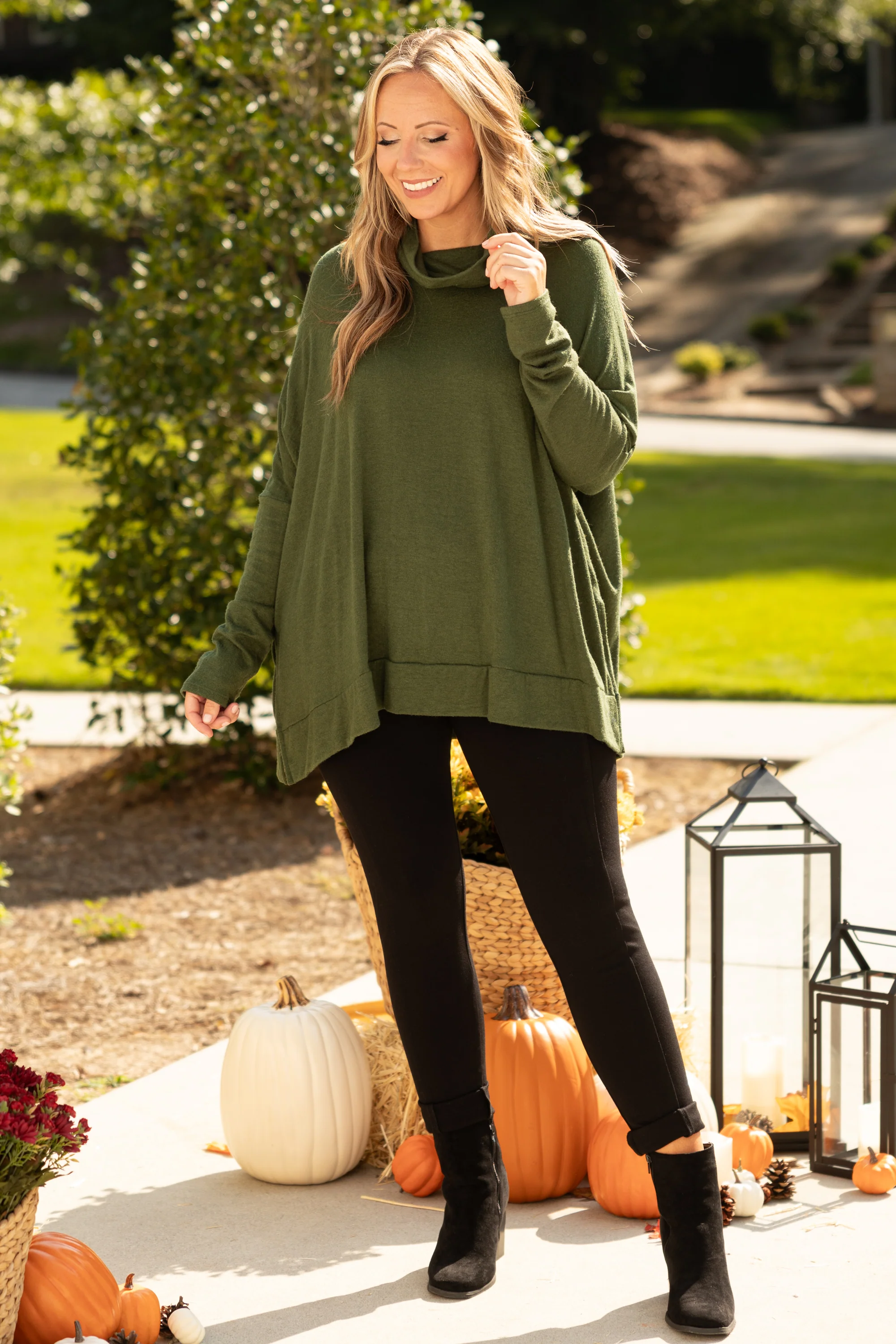 Cozy Dreams Top, Olive - Weilaico