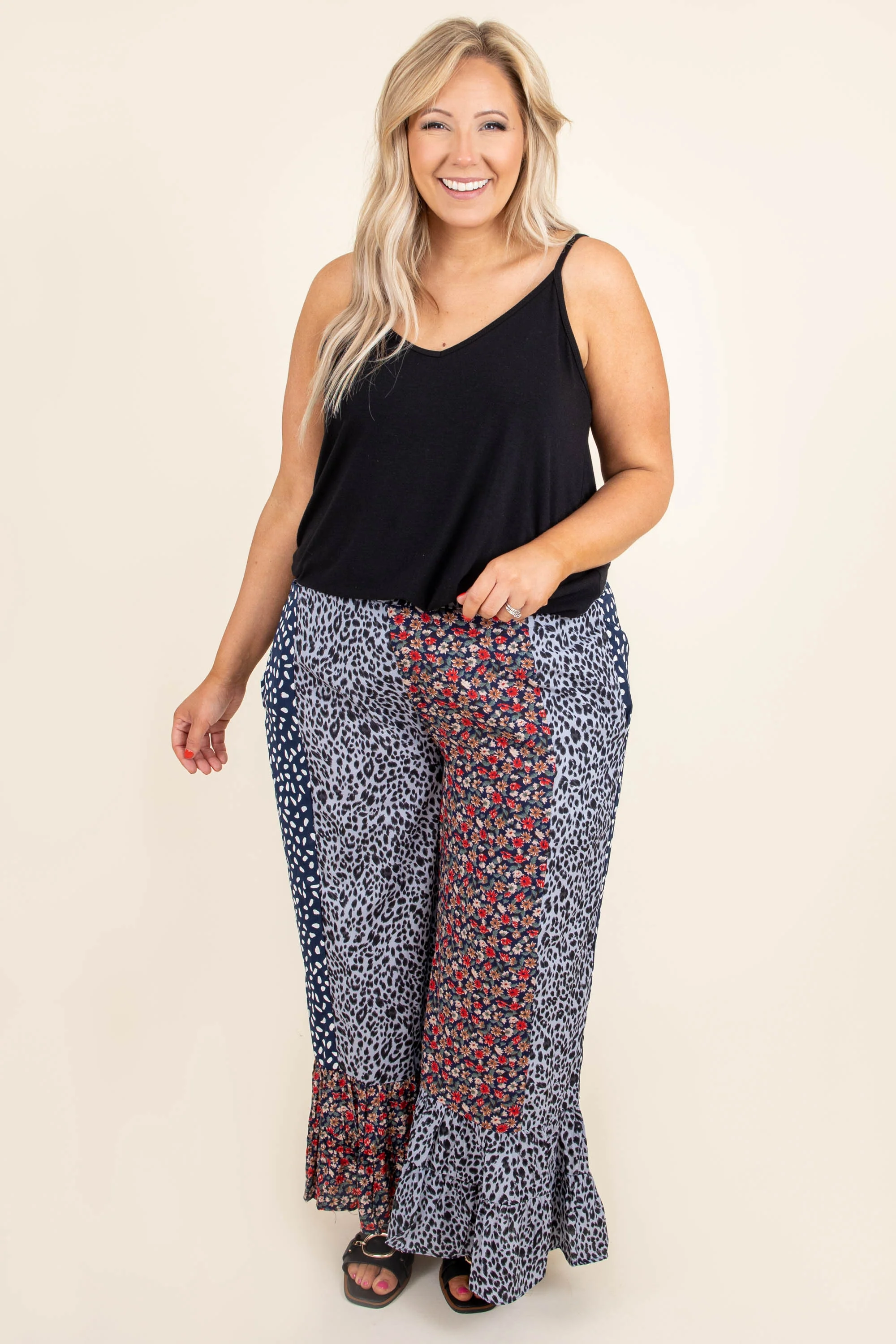 Poppy Strolls Pants, Navy Mix - Weilaico