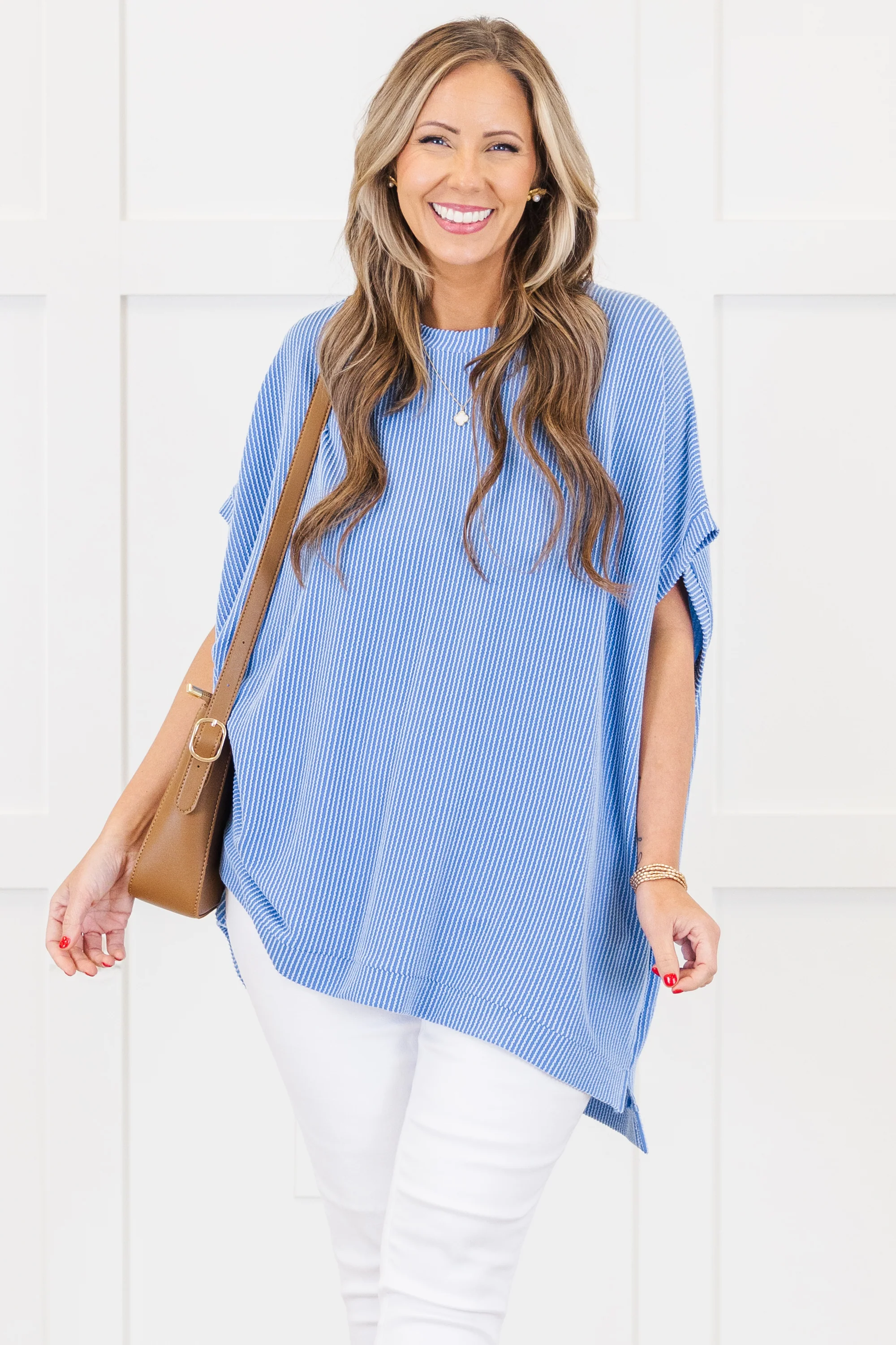 All About Knits Top, Blue - Weilaico