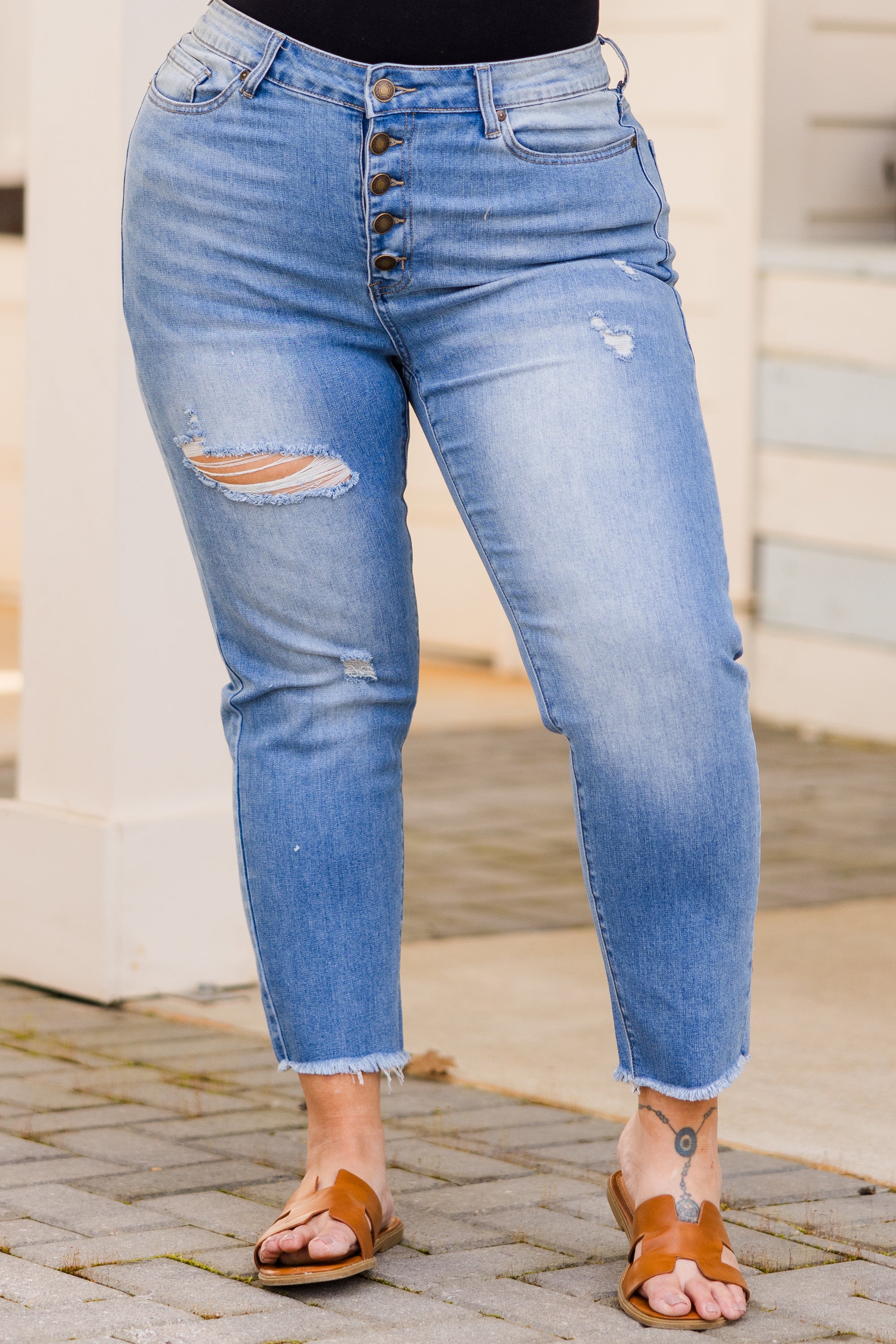 Everyday Bliss Jeans, Medium Wash - Weilaico