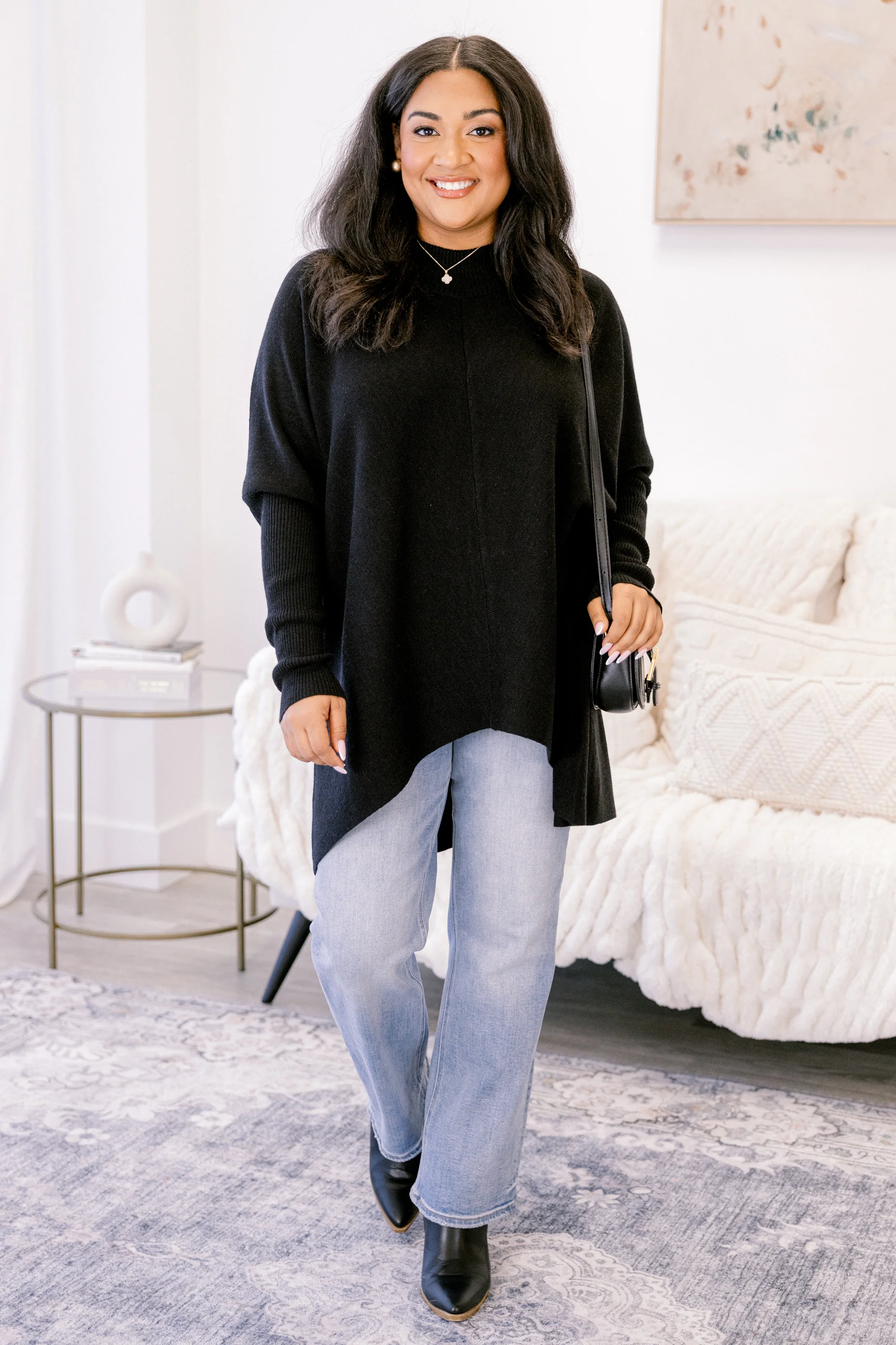 Thinking Of Us Tunic, Black - Weilaico