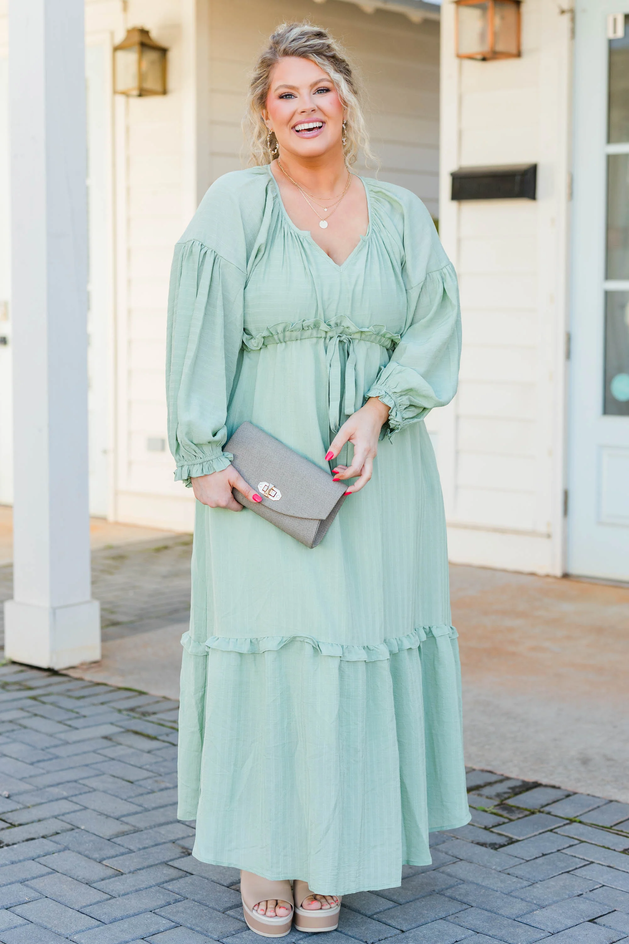 Tell Your Story Dress, Green - Weilaico