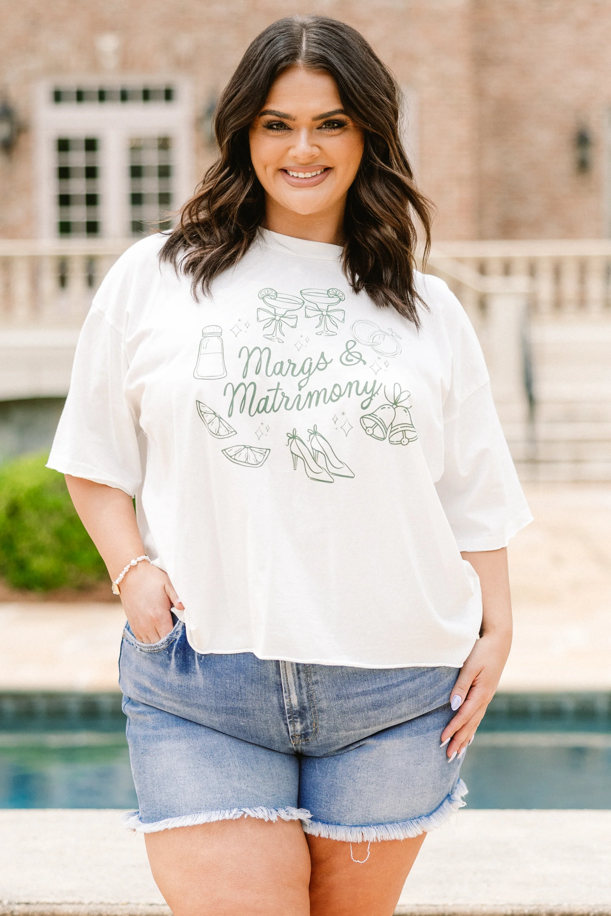 Margs & Matrimonies Vintage Wash Tee, White - Weilaico