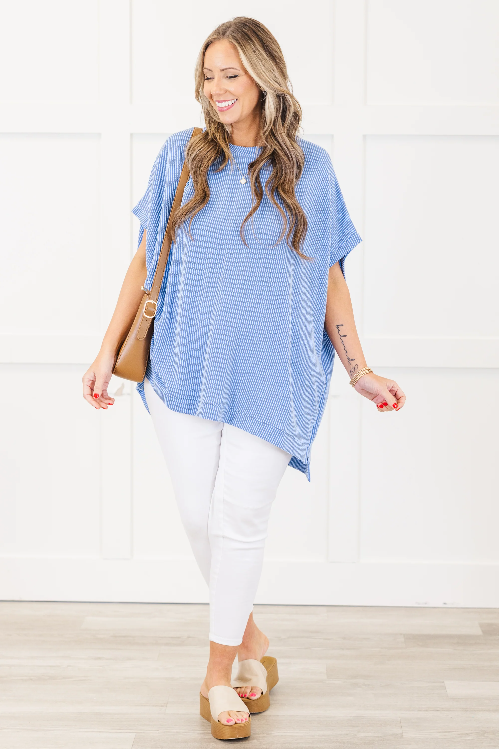 All About Knits Top, Blue - Weilaico