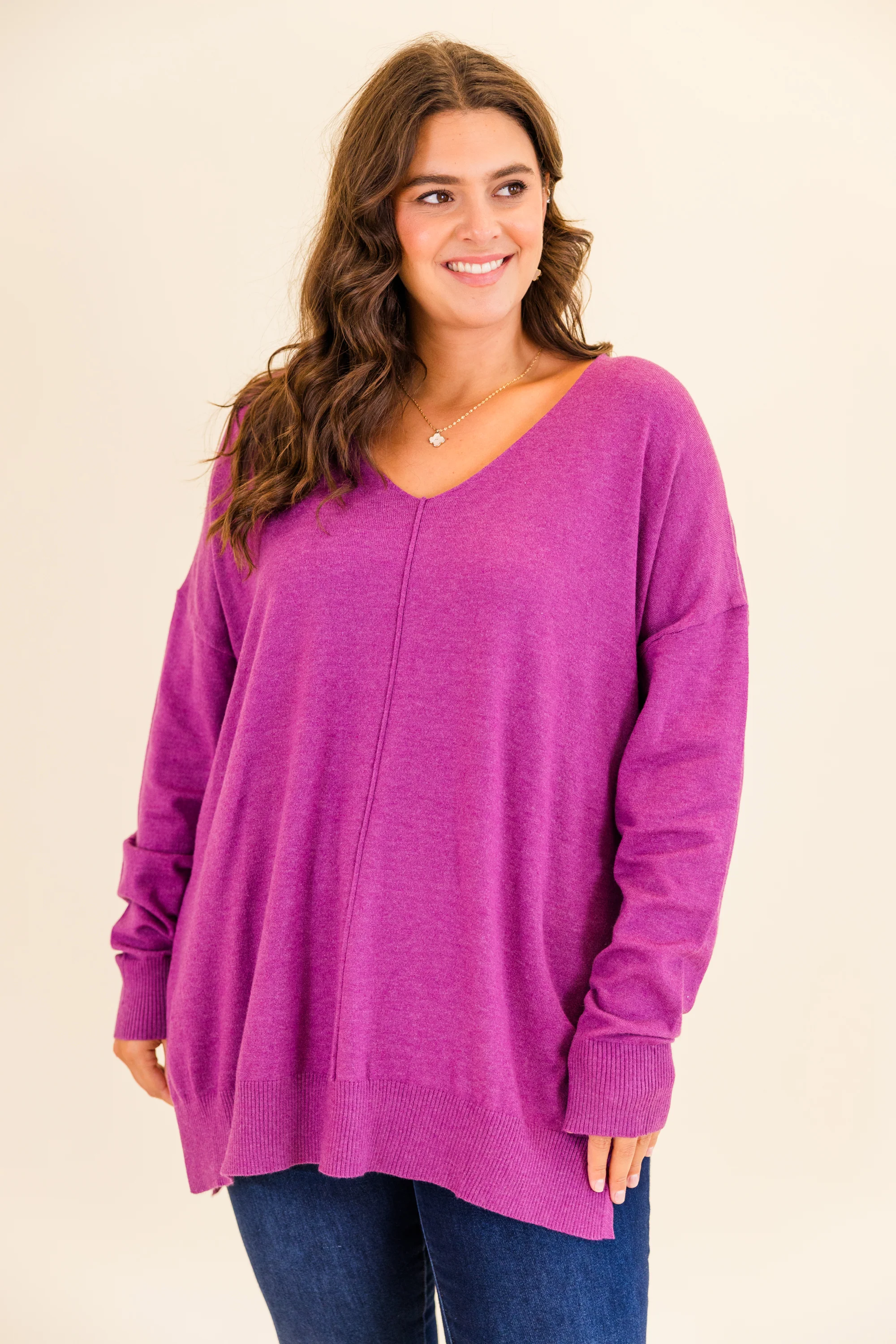 Miss Who I Was Sweater, Heather Plum - Weilaico