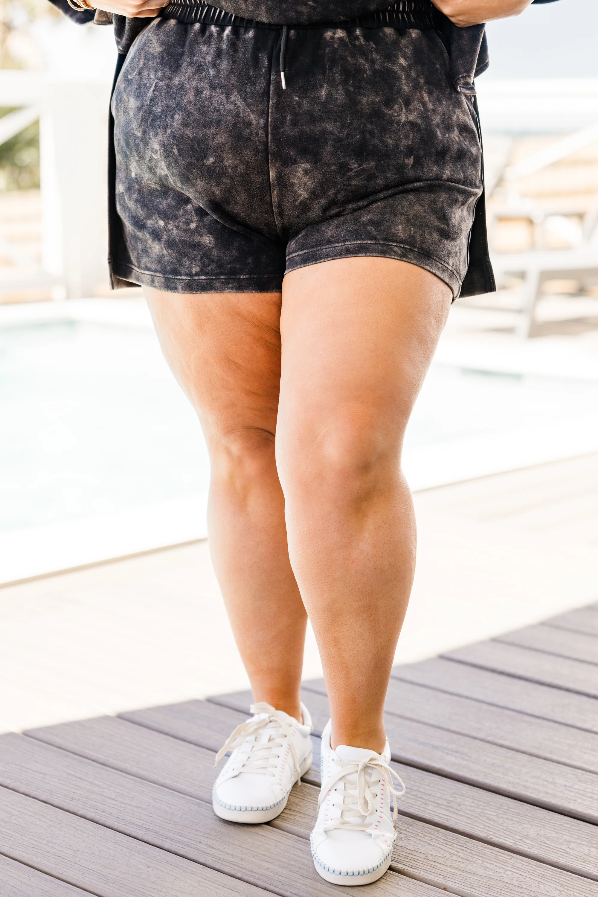 Easygoing Washed Shorts, Black - Weilaico