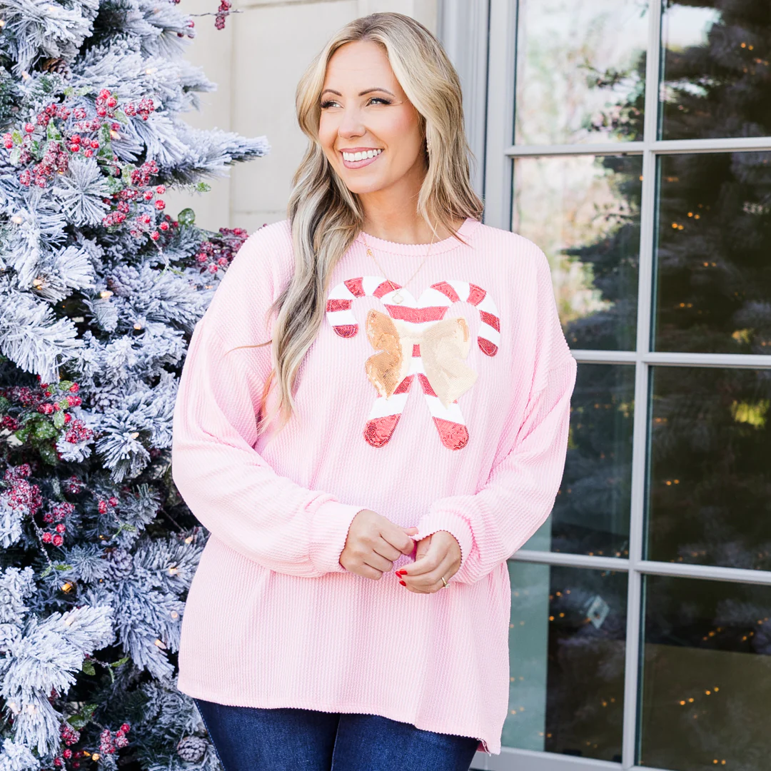 Santa's Sweetheart Pullover, Pink - Weilaico