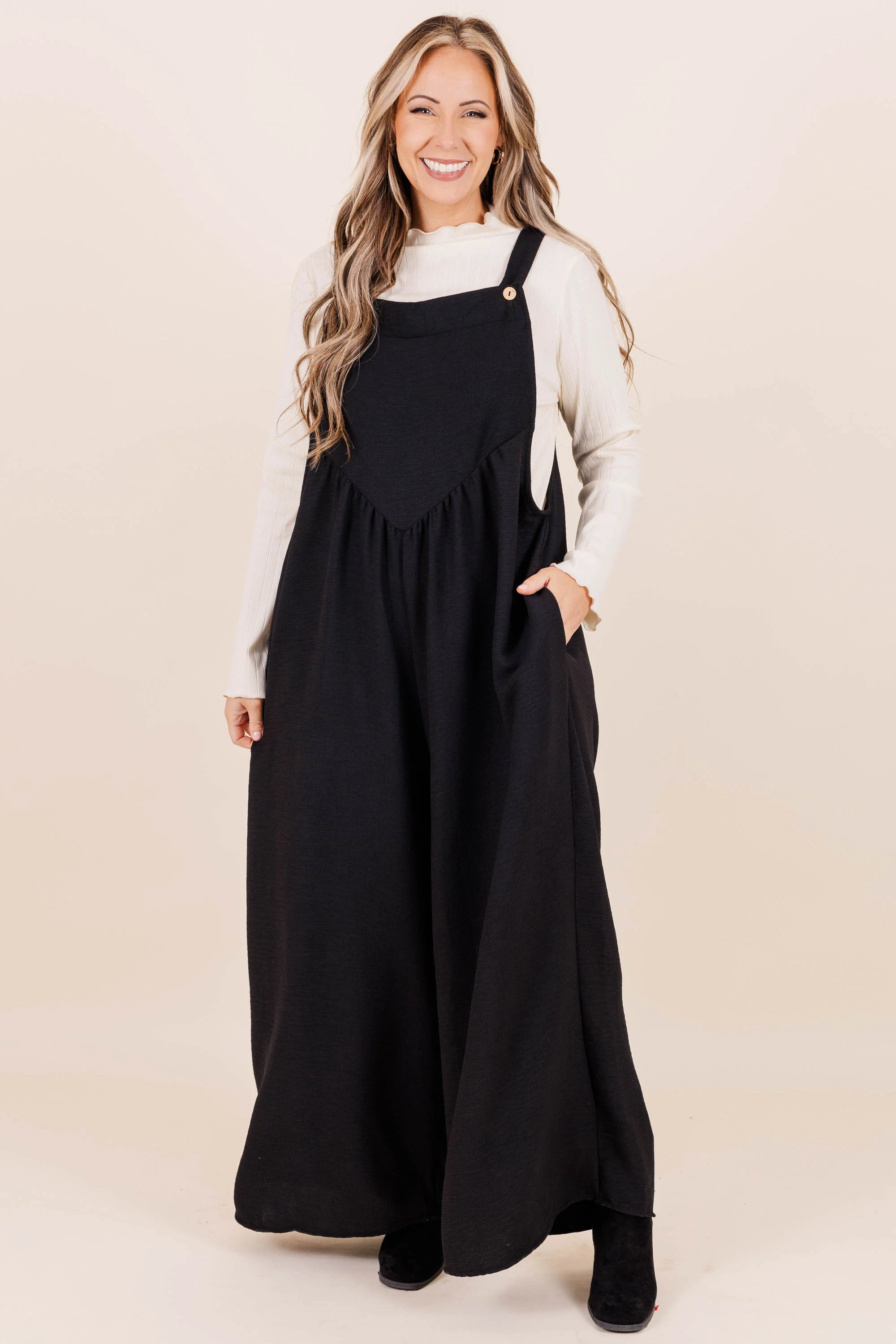 Got To Laugh Jumpsuit, Black - Weilaico