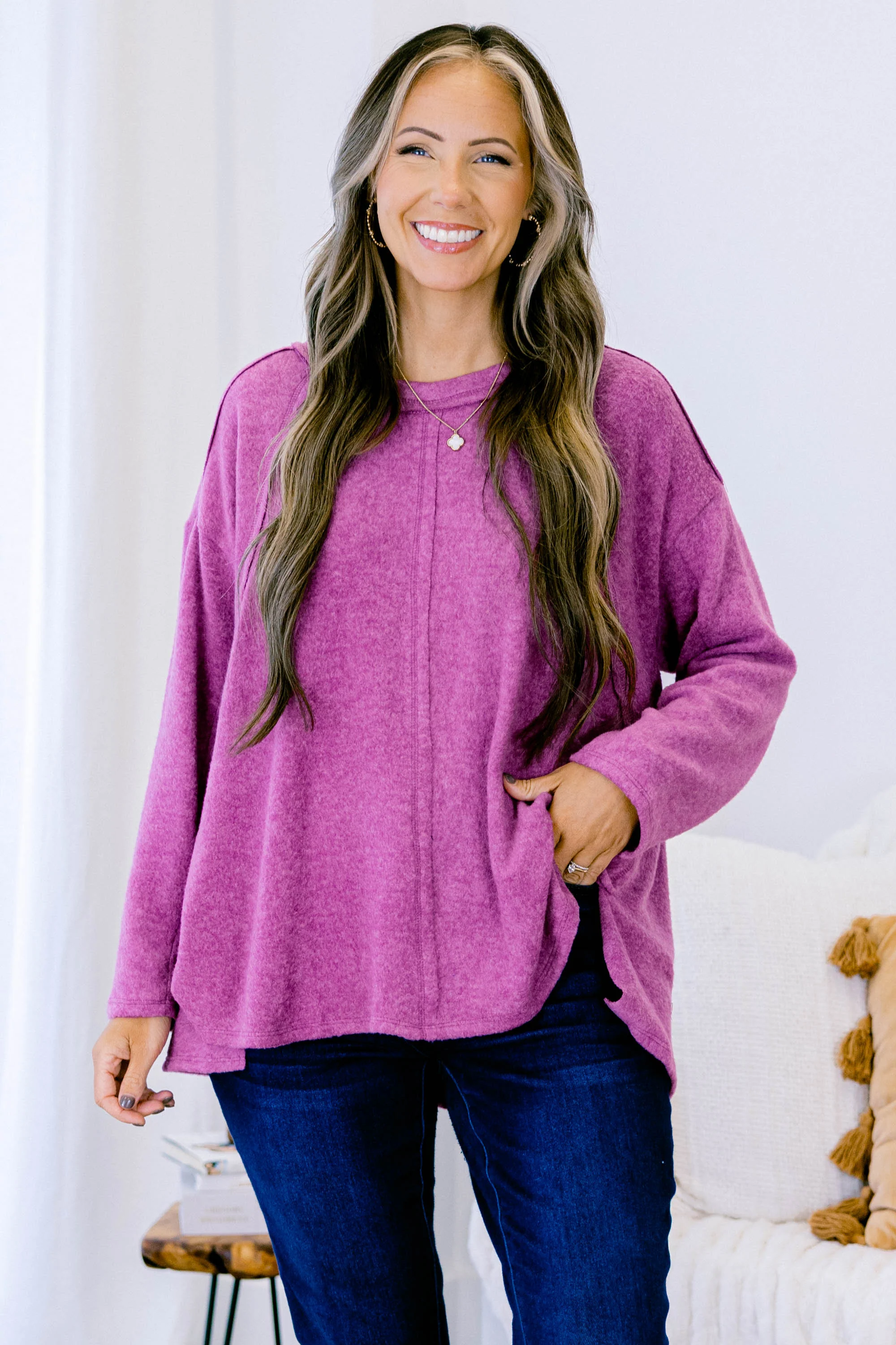 Perfect Weekend Top, Light Plum - Weilaico