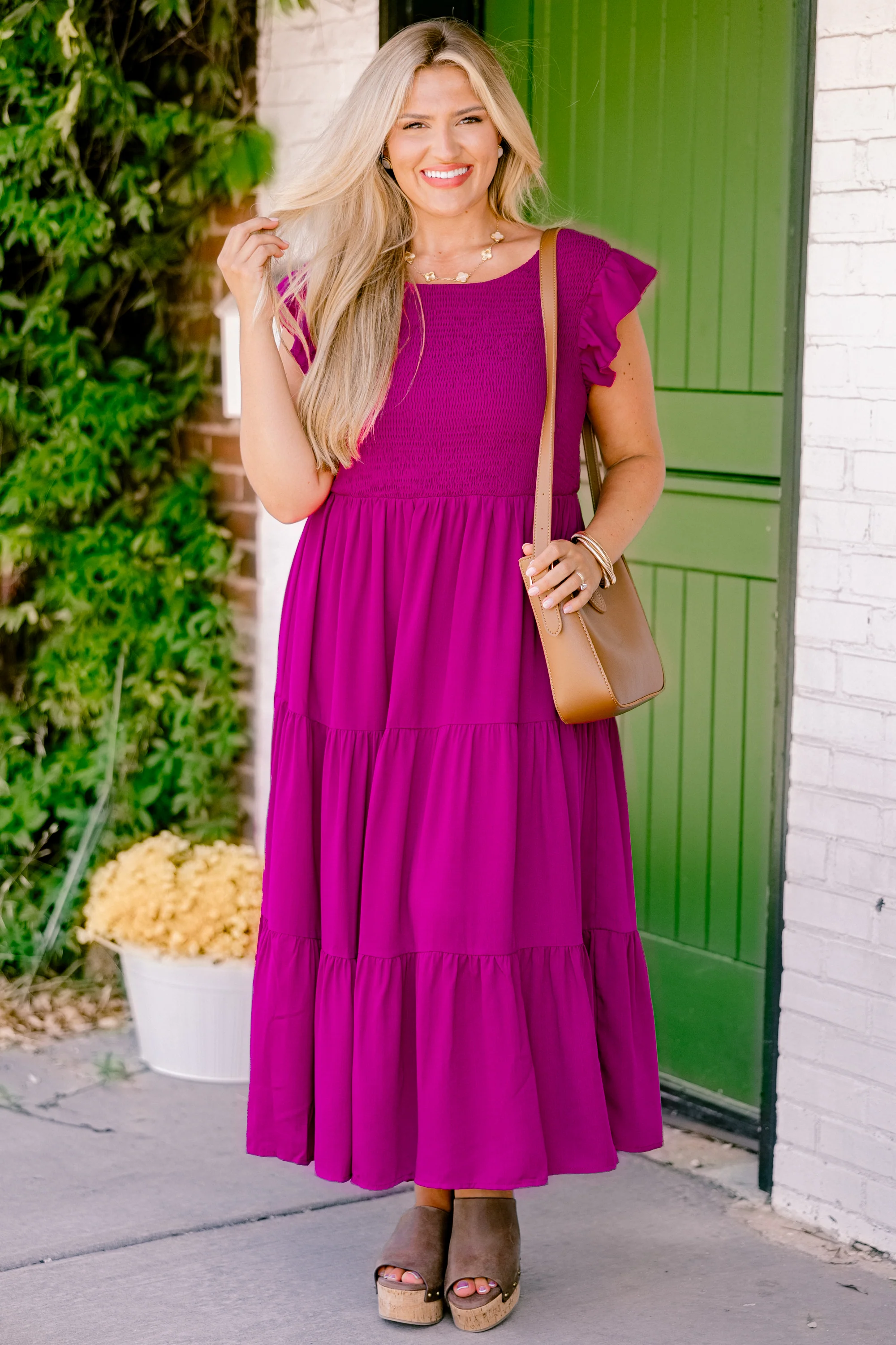 Our Sweet Memories Dress, Berry - Weilaico