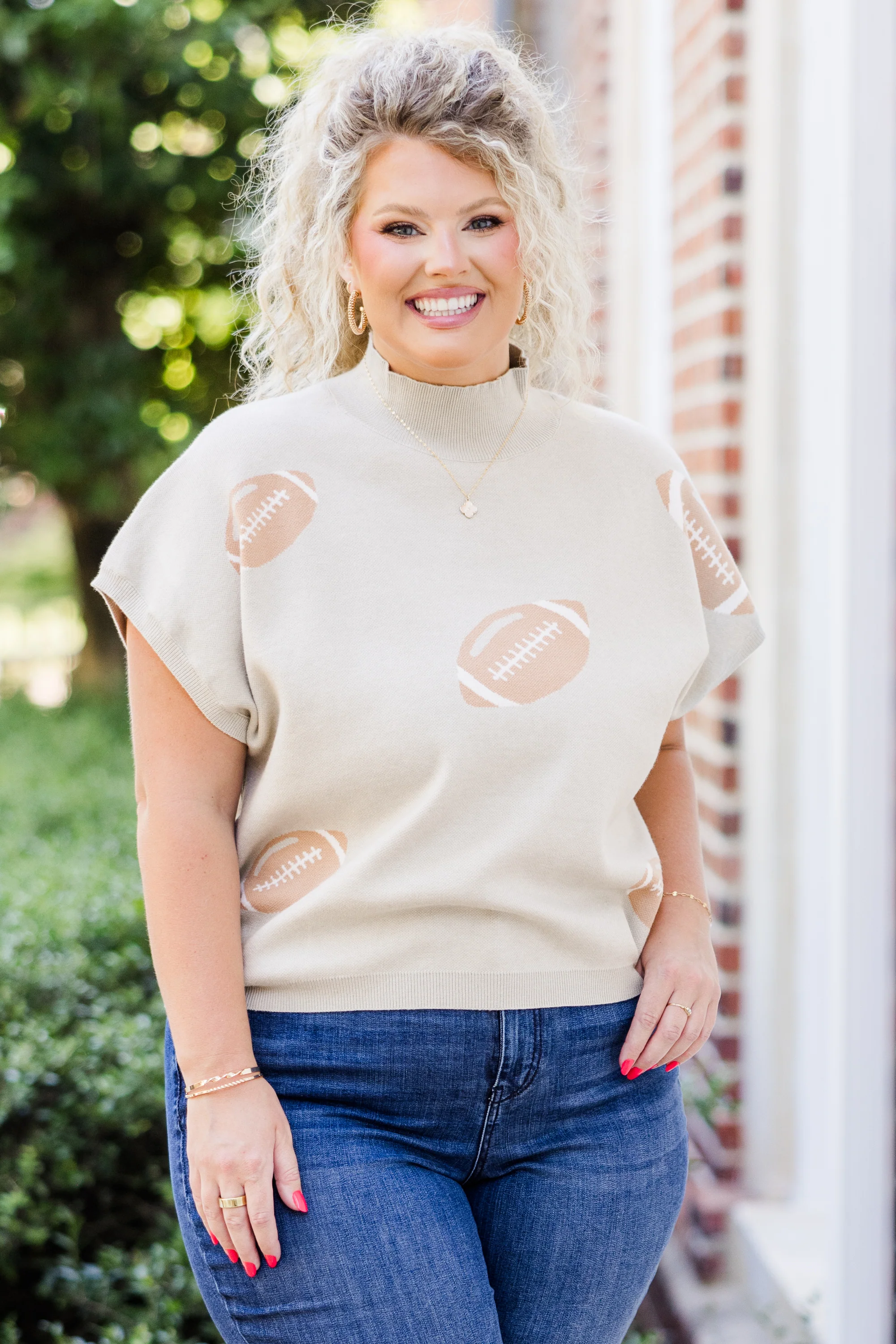 Football Mama Sweater, Oatmeal - Weilaico