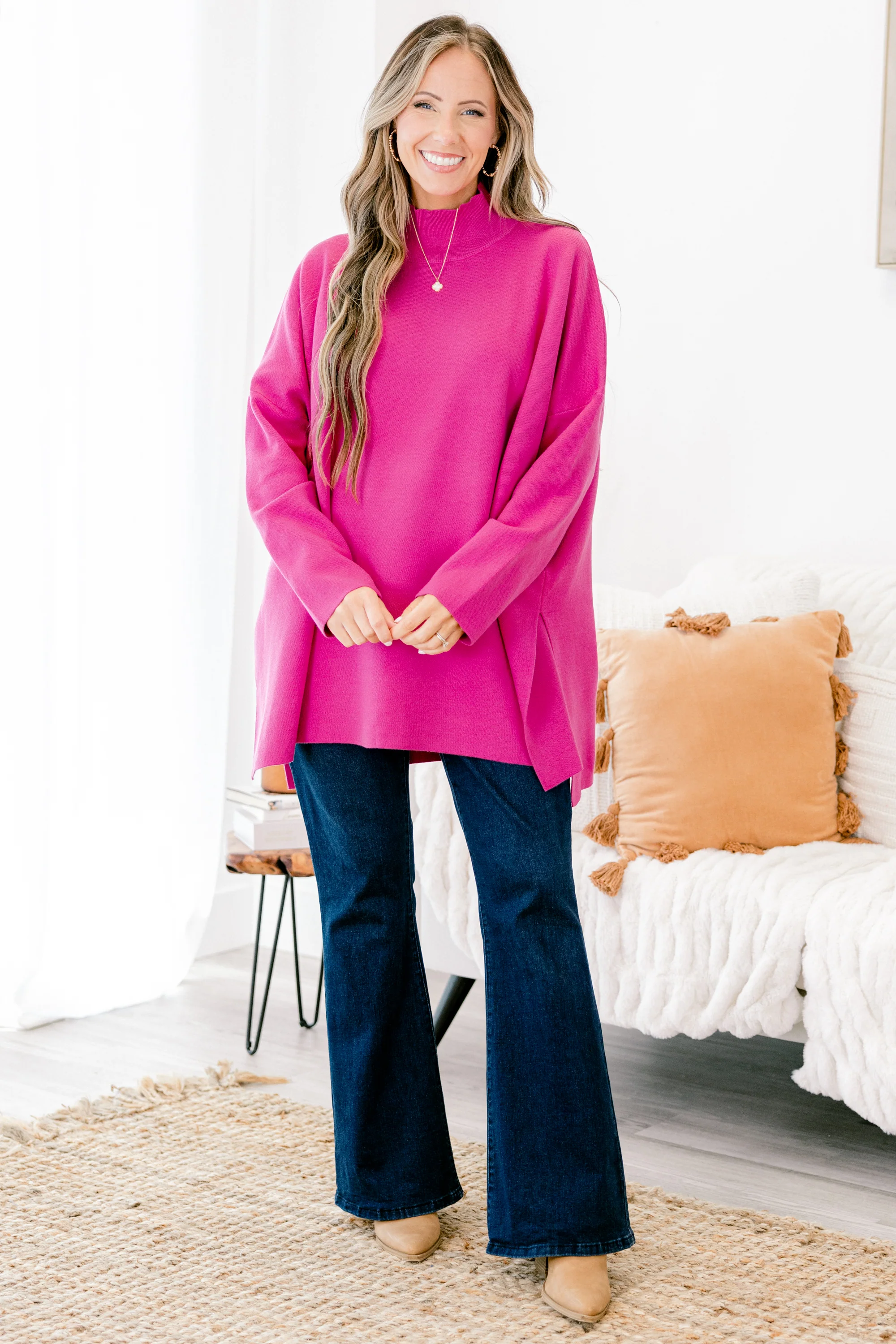 Notting Hill Sweater, Hot Magenta - Weilaico