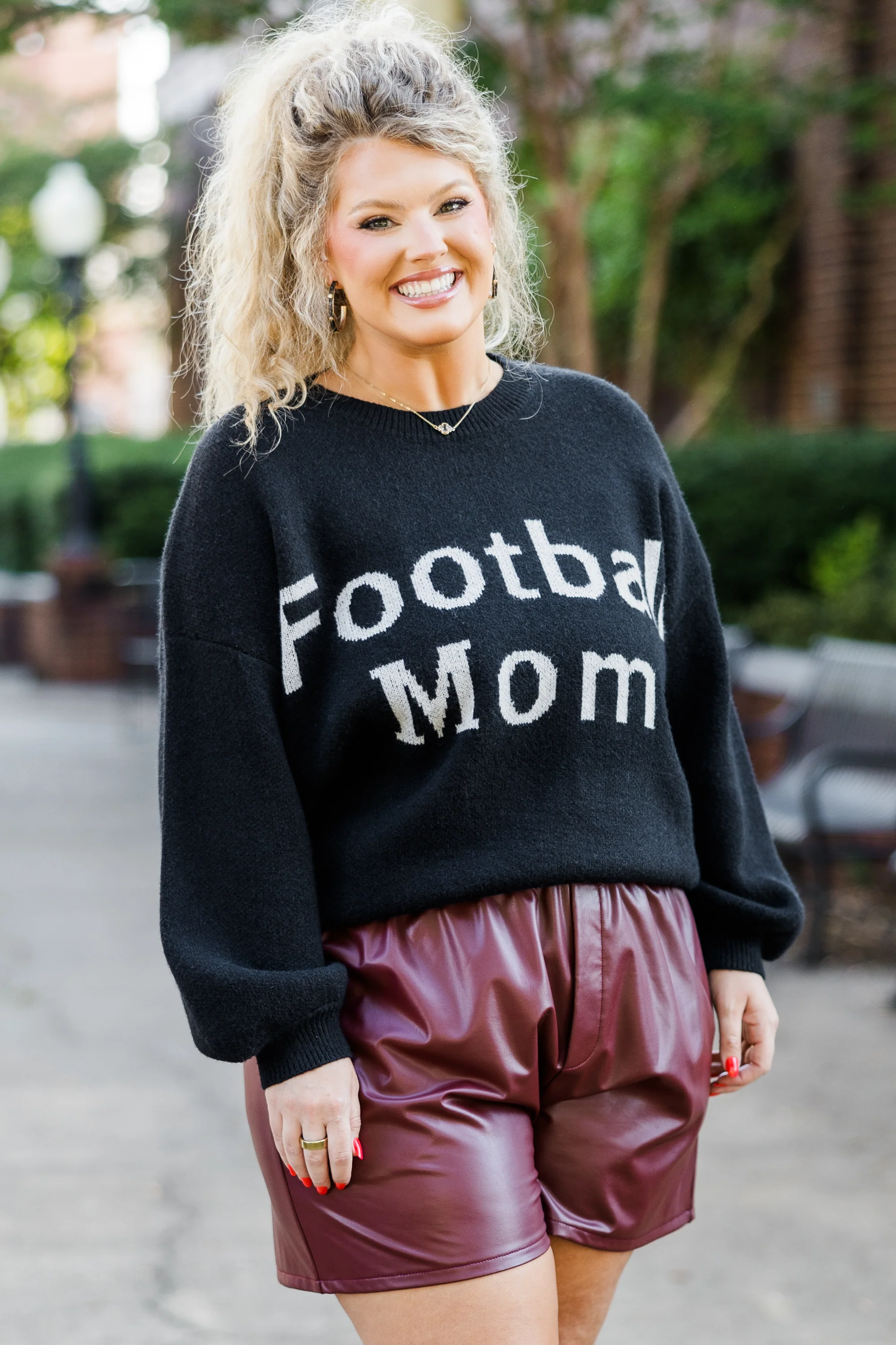 Football Mom Sweater, Black - Weilaico