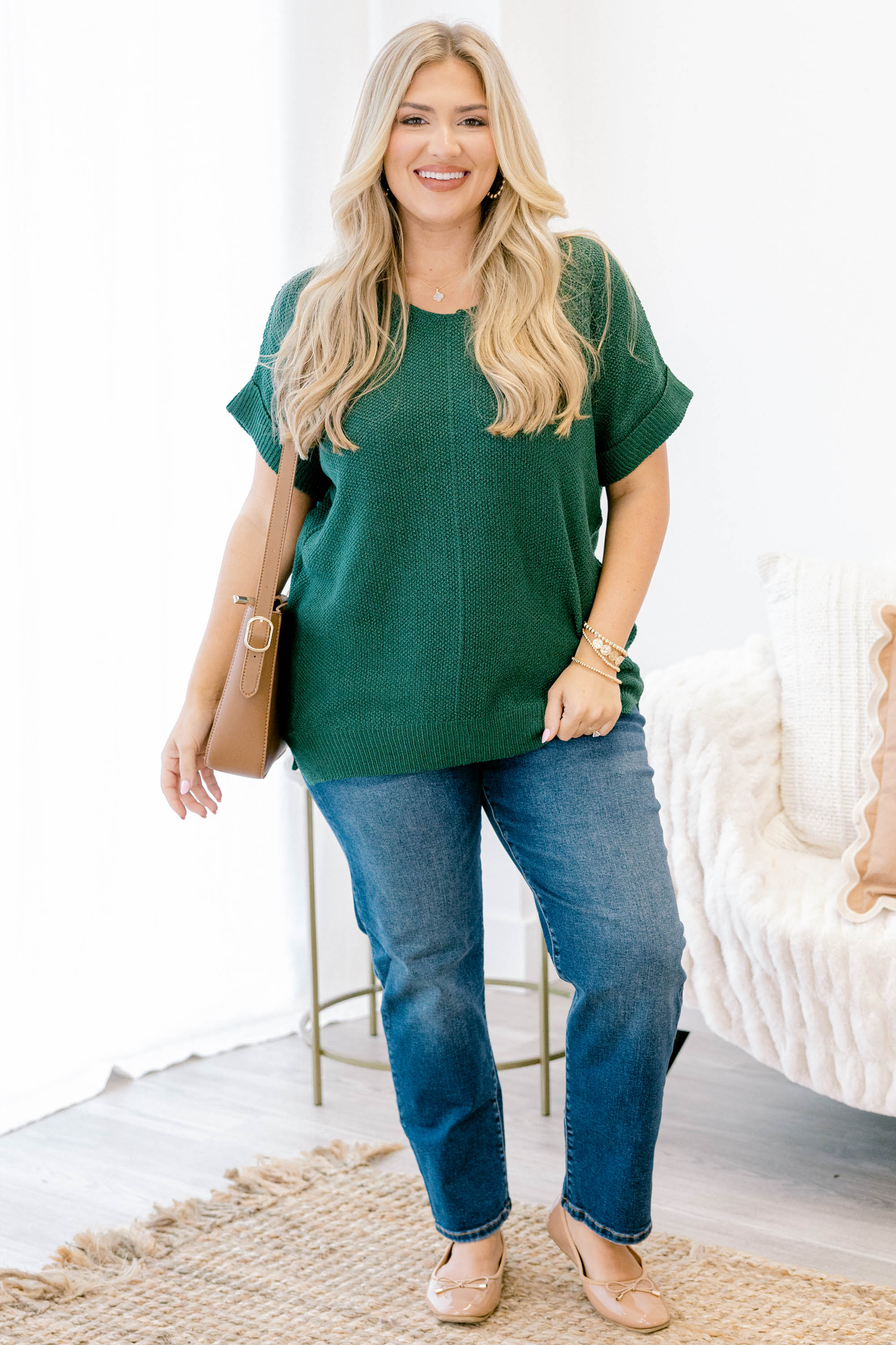 Feels Like The Moment Sweater, Dark Green - Weilaico