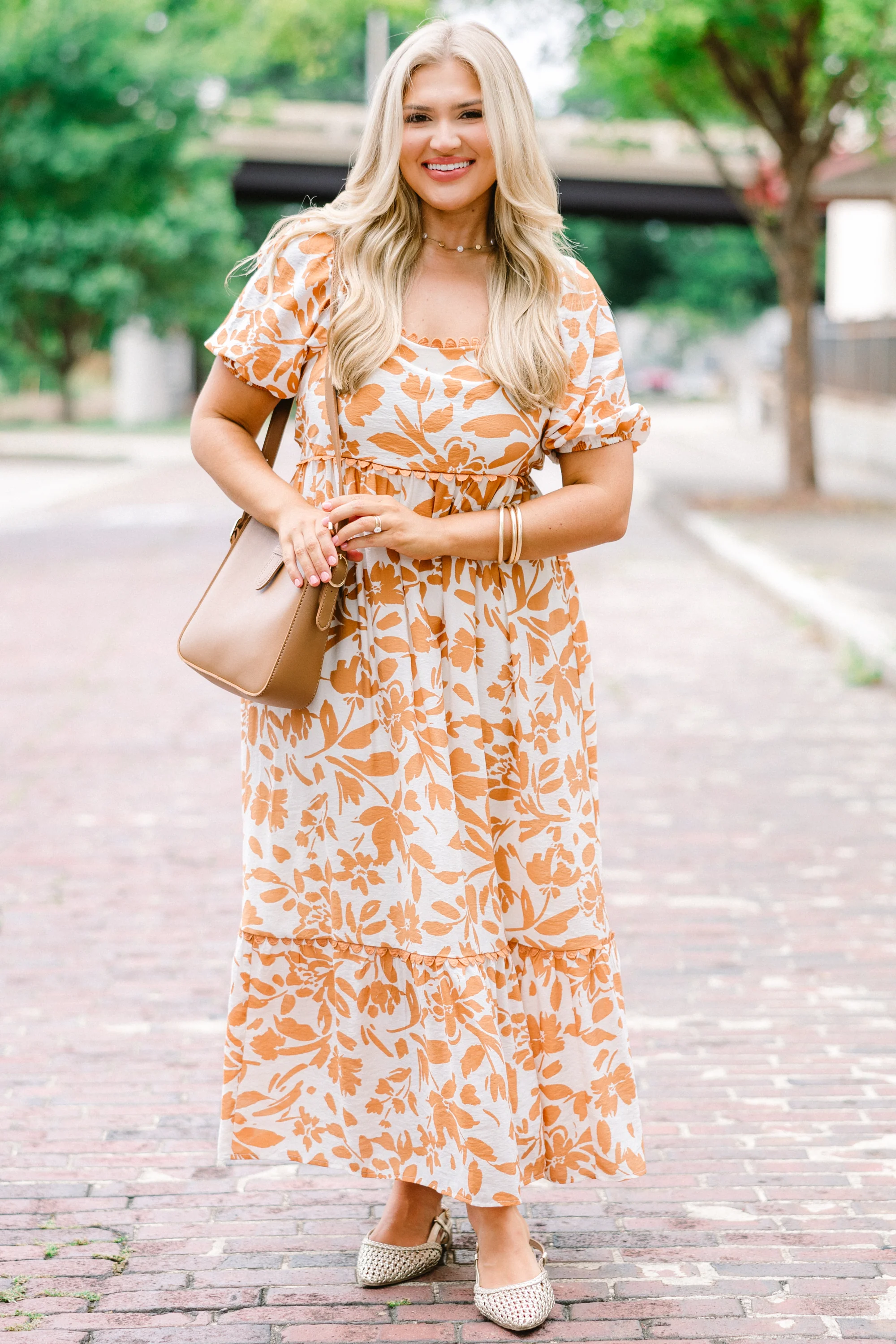 Over You Again Dress, Burnt Orange - Weilaico