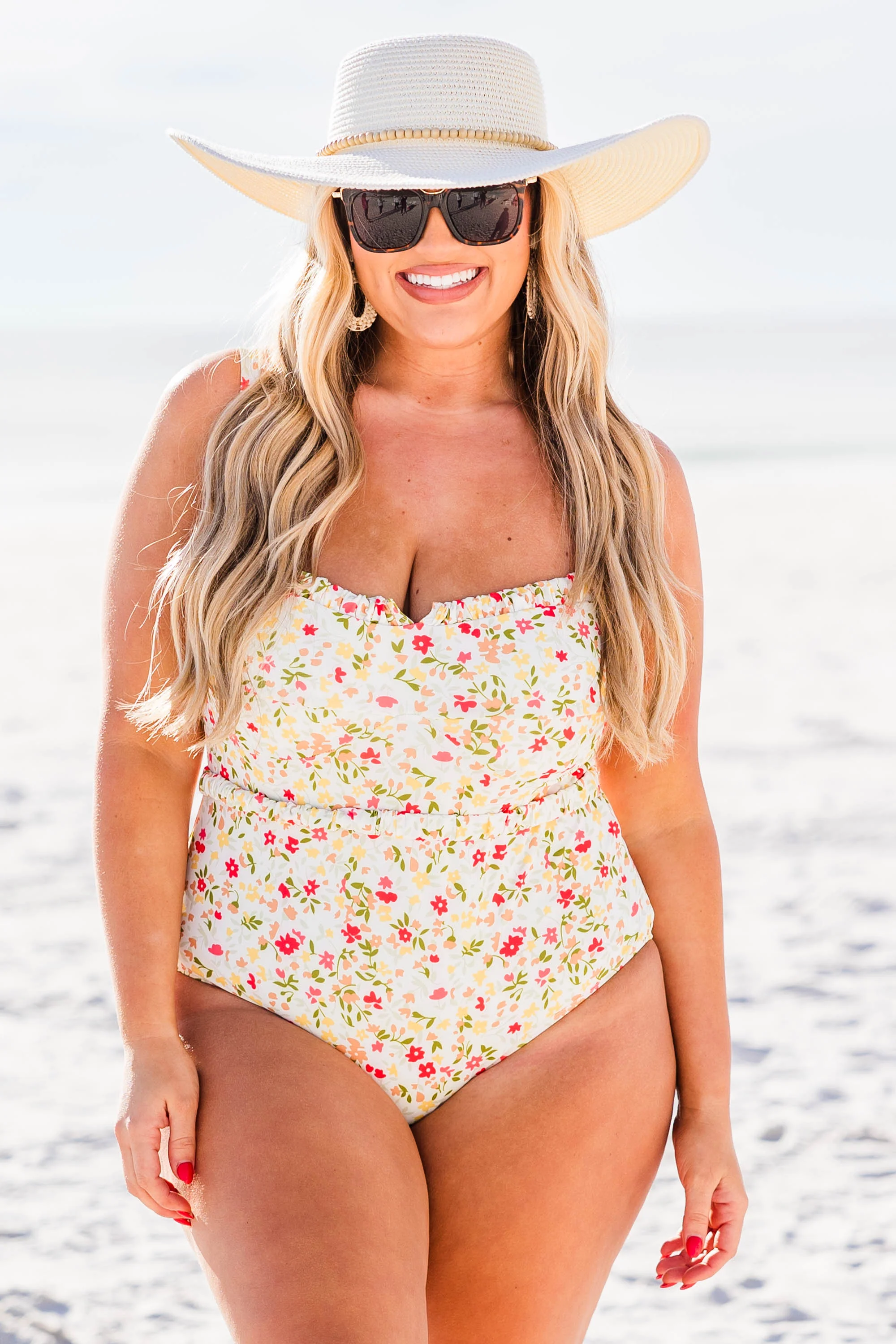 She's Sweet Swimsuit, Ivory Floral - Weilaico