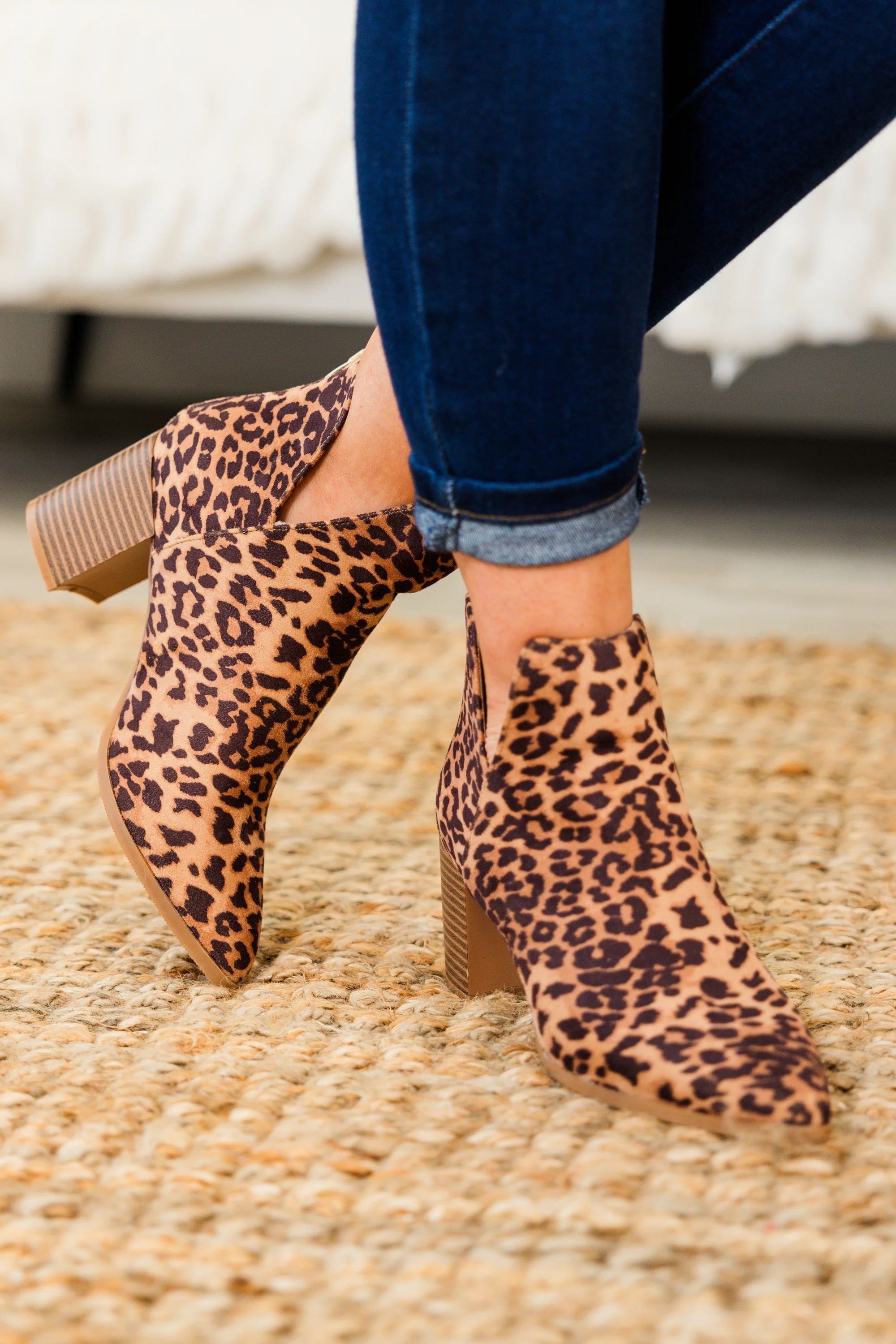 Gleaming Glam Booties, Leopard - Weilaico