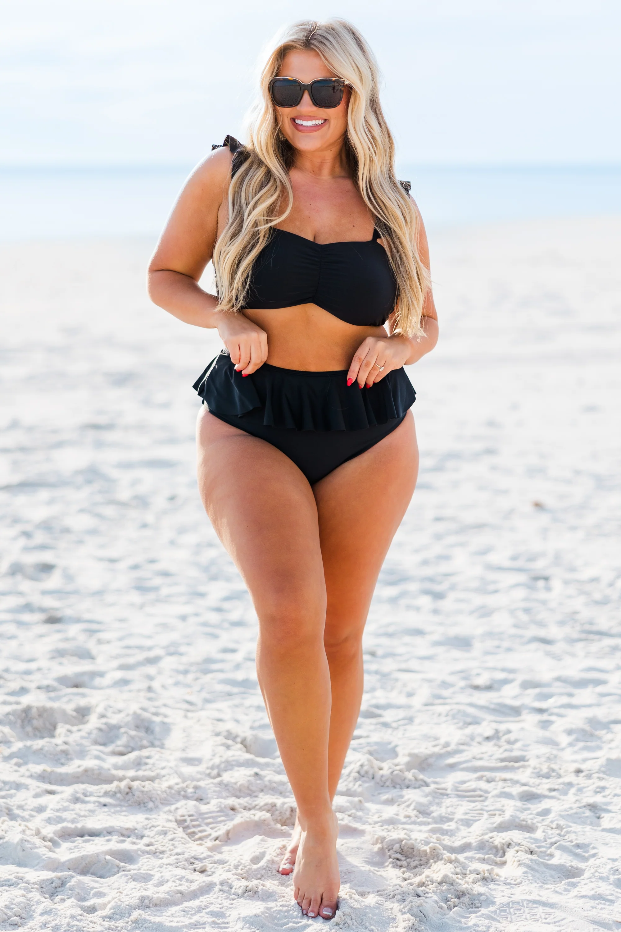 Sugar Sands Swim Top, Black - Weilaico