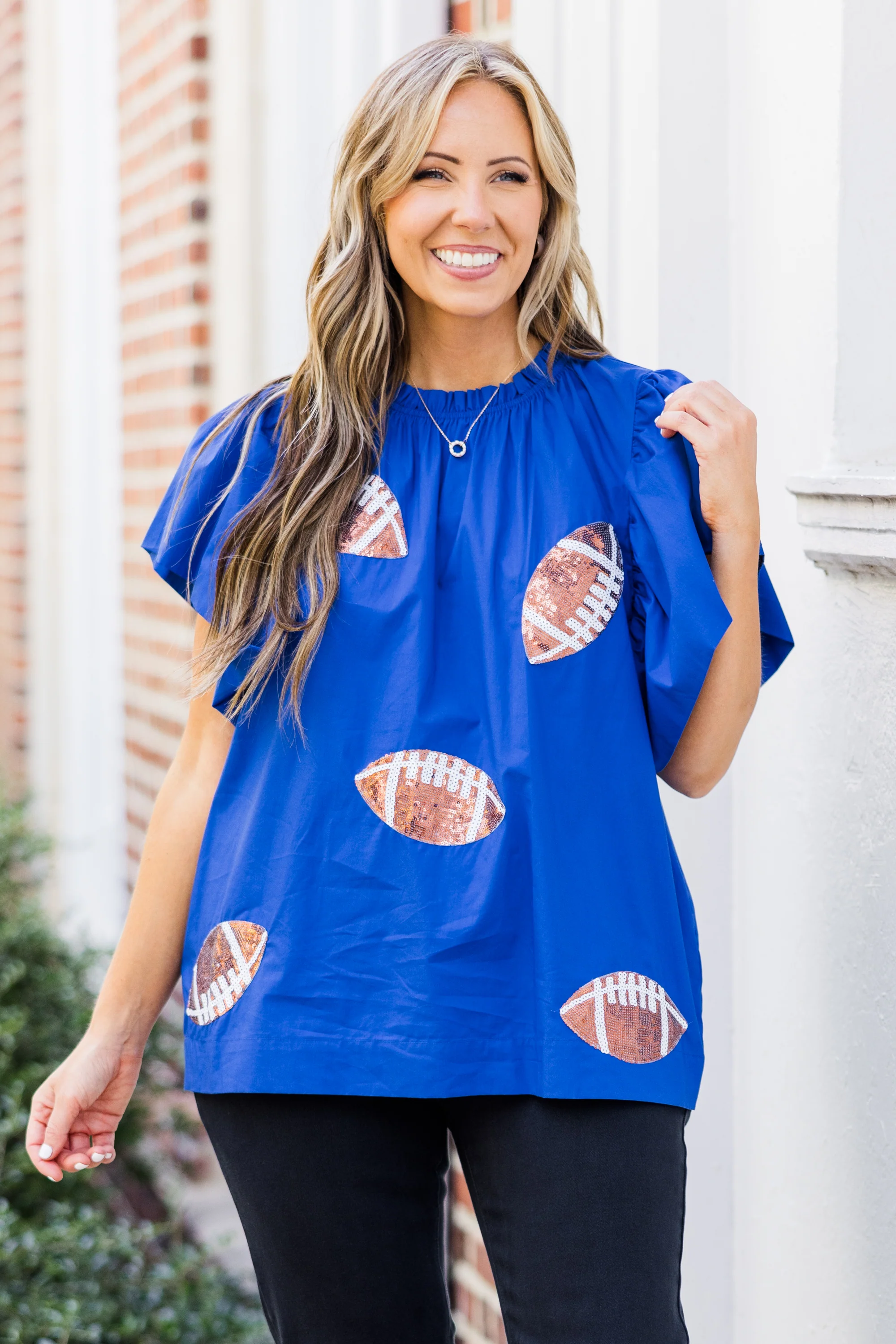 Here For Halftime Top, Blue - Weilaico