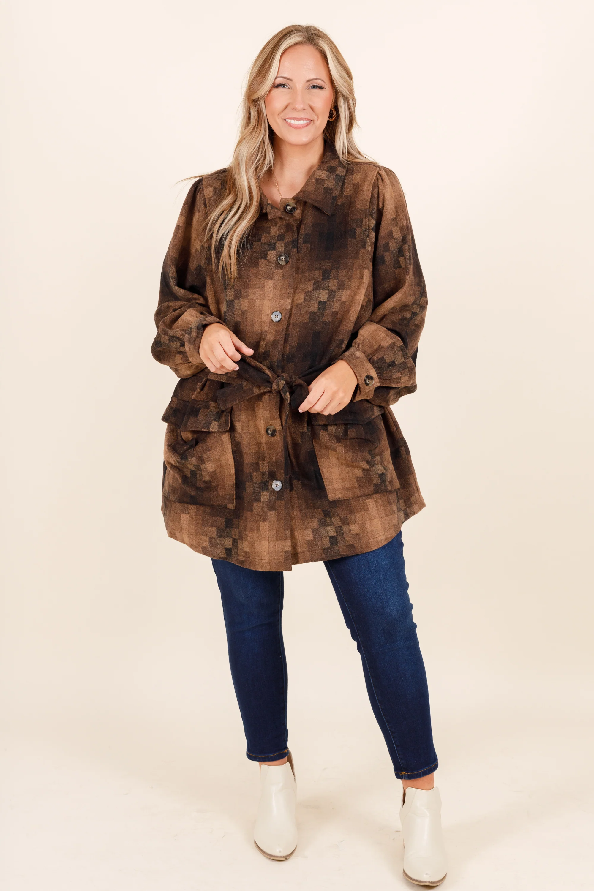 I'm Happier Now Top, Brown - Weilaico