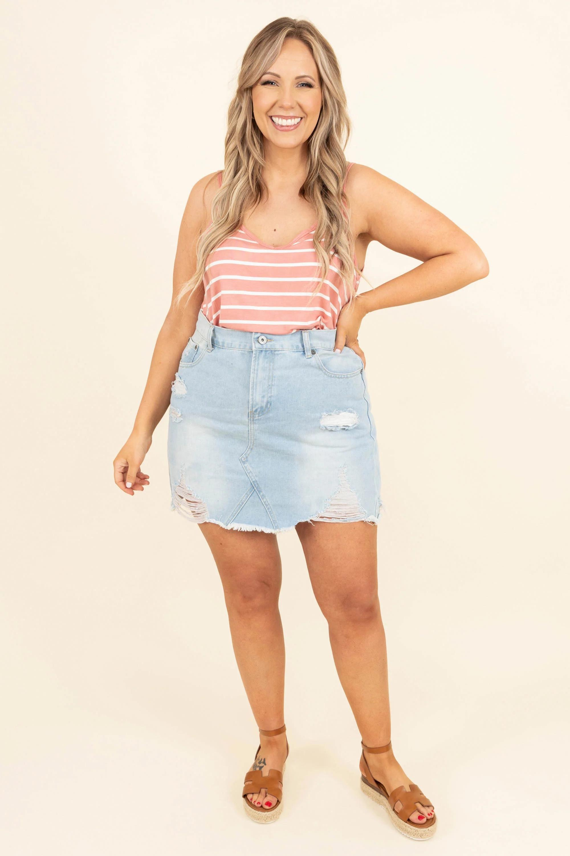 Rhythm Of Love Skirt, Light Denim - Weilaico